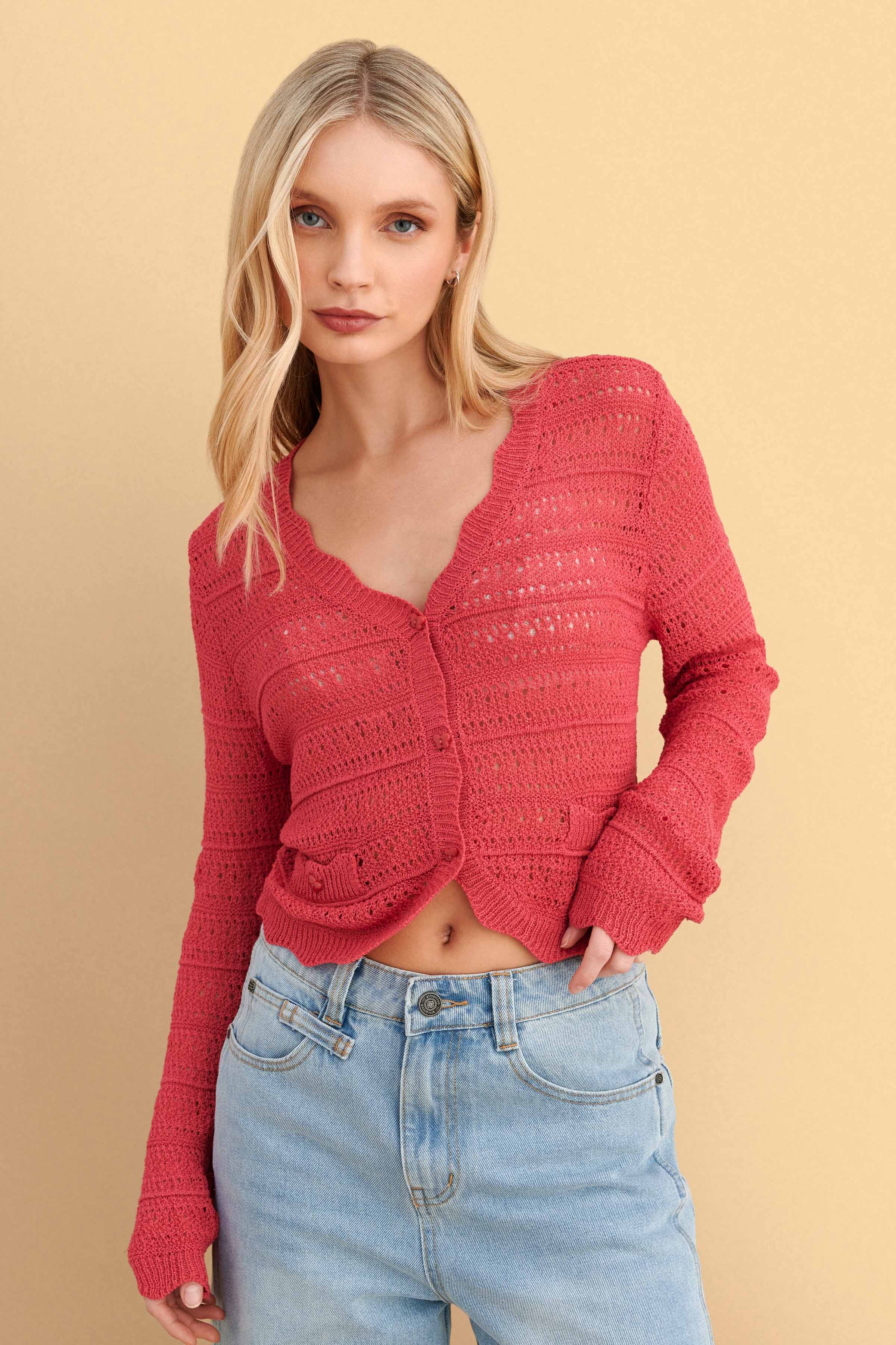 Ζακέτα με διάτρητη πλέξη - AZALEA