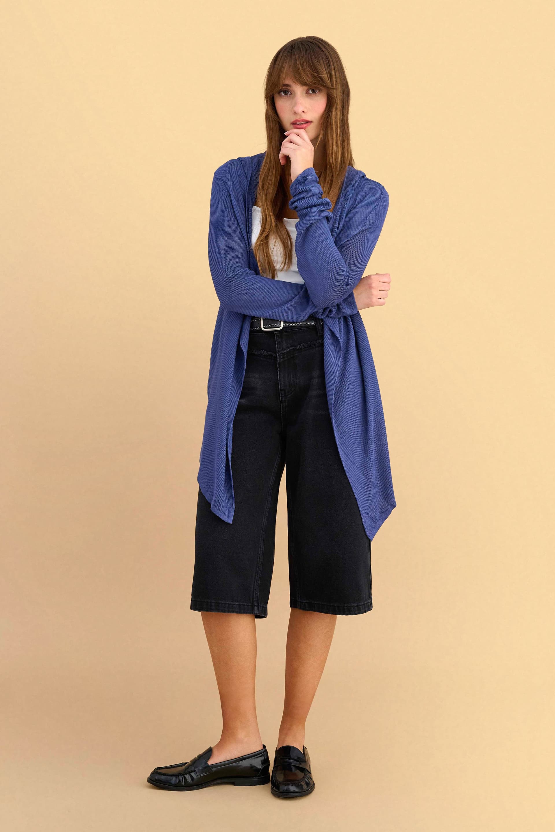 Ζακέτα πλεκτή με κουκούλα - INDIGO