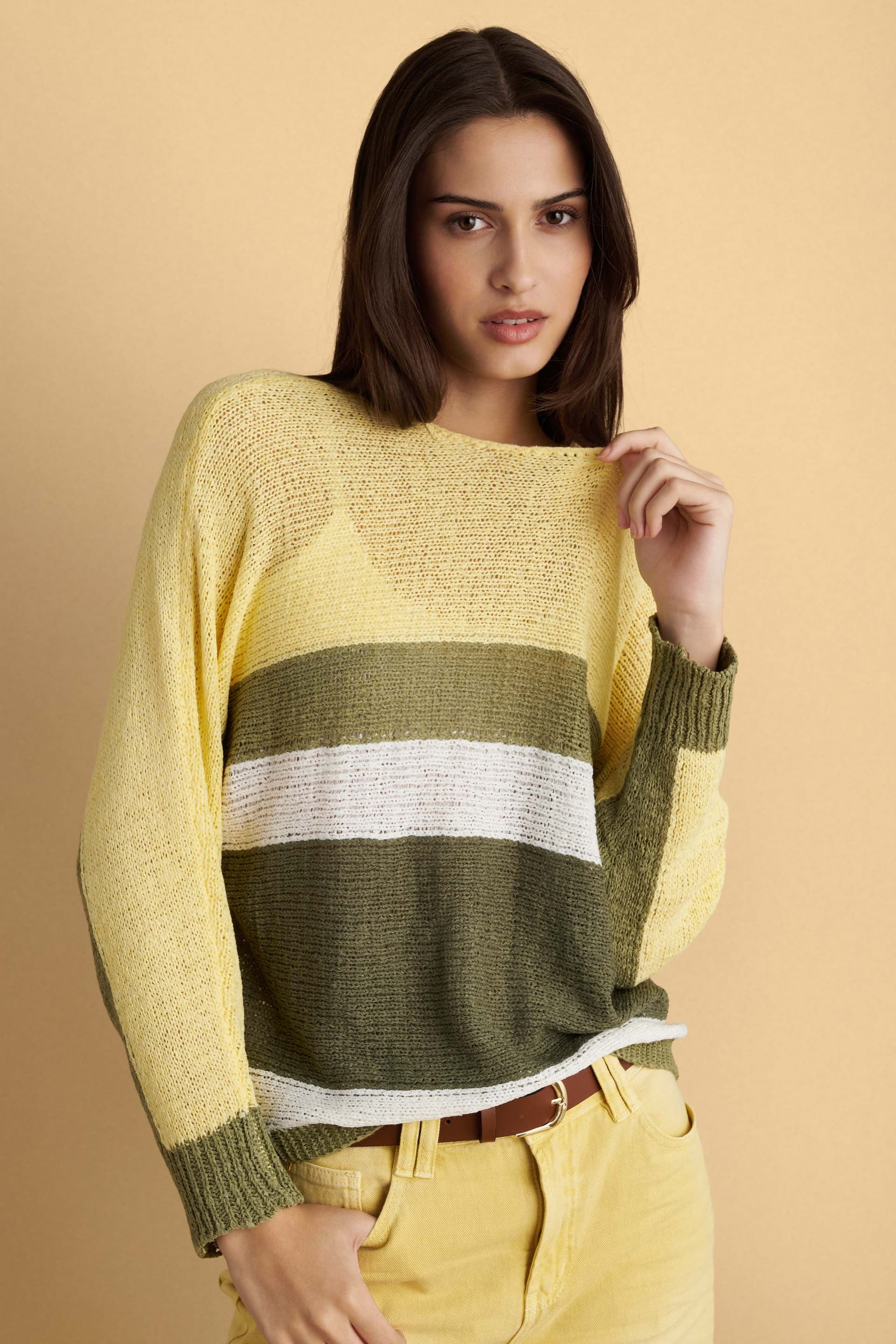 Μπλούζα πλεκτή με ριγέ σχέδιο - Πολύχρωμο