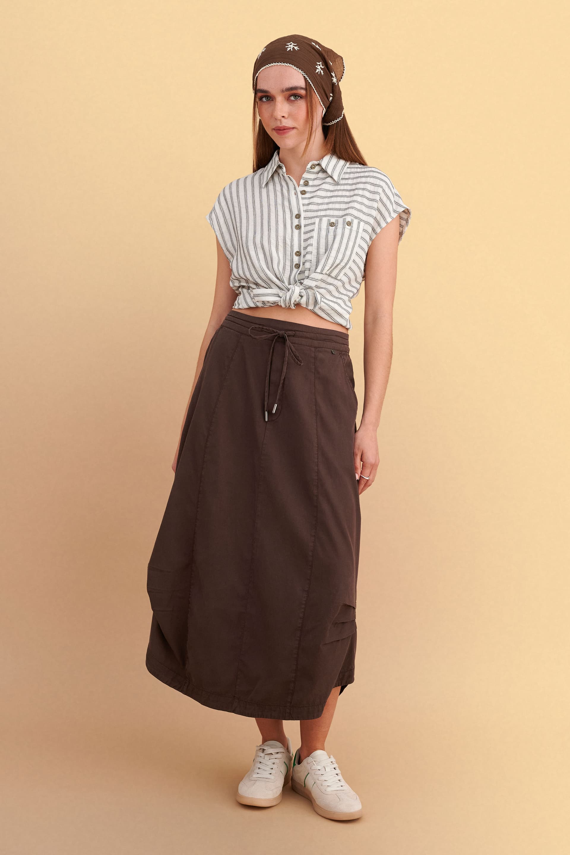 Φούστα μίντι ballon - CHOCOLATE