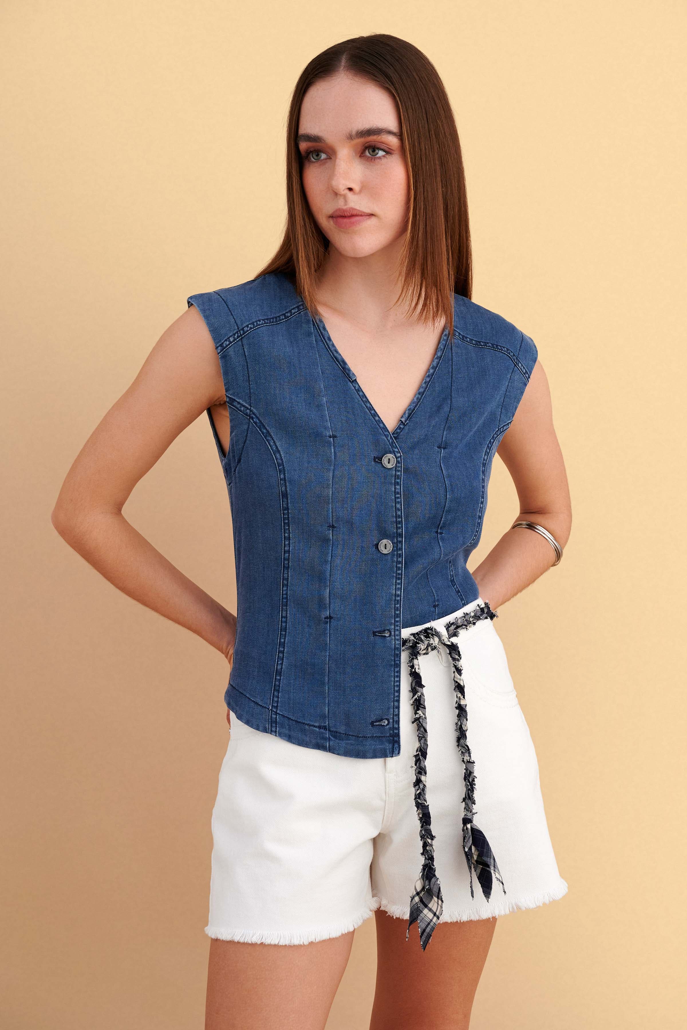 Πουκάμισο αμάνικο denim - Μπλε