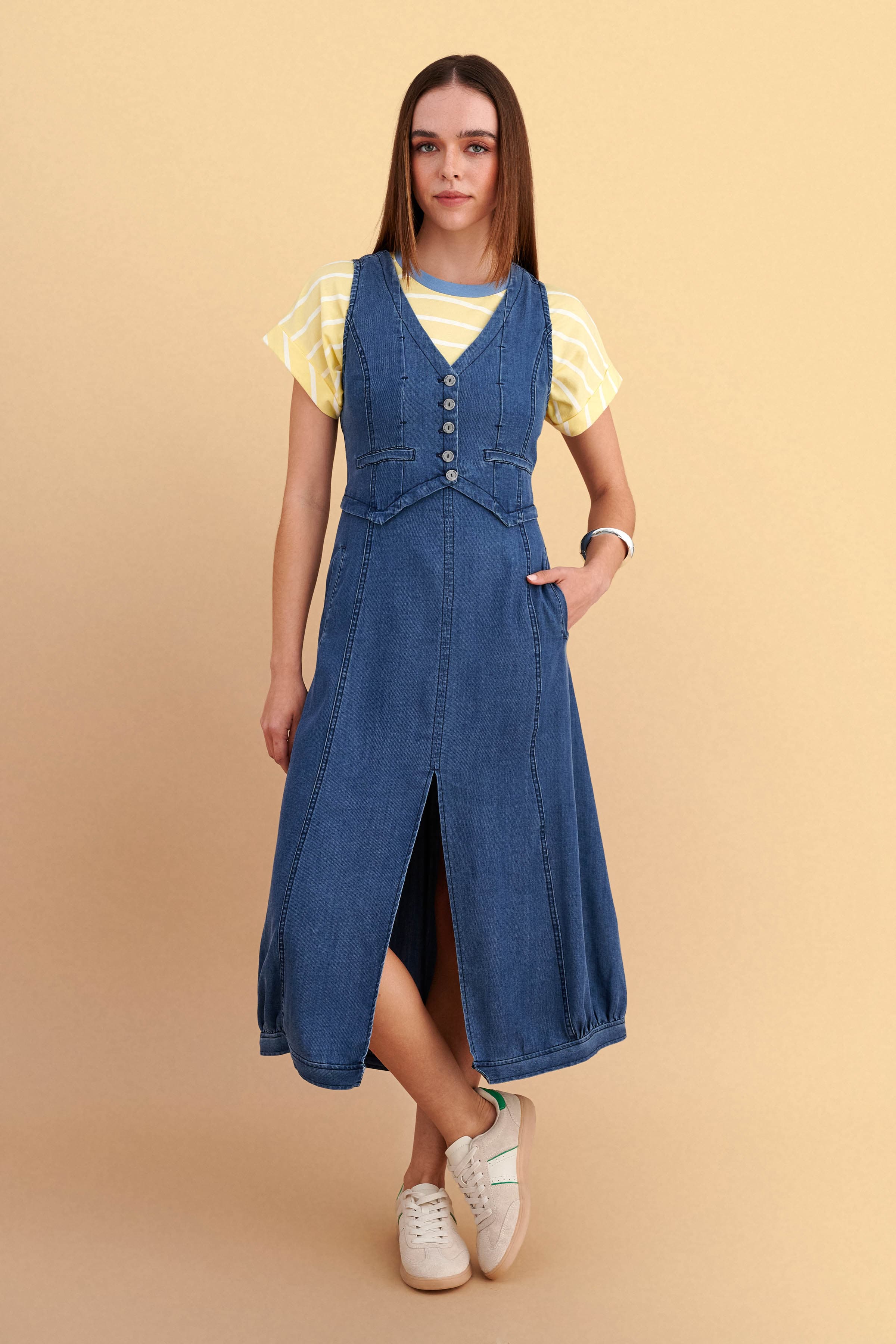 Φόρεμα μίντι denim - Μπλε