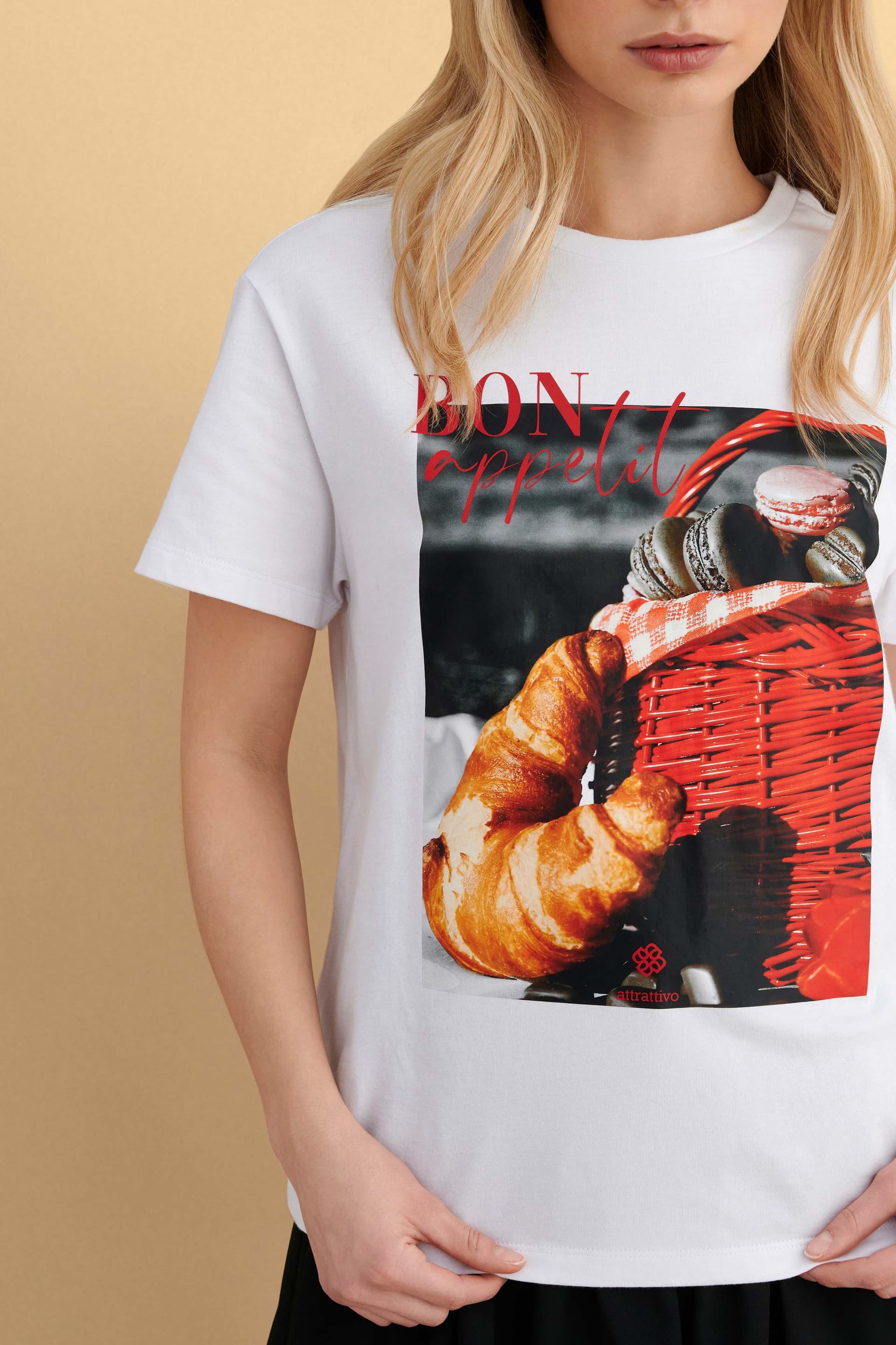 Μπλούζα κοντομάνικη με στάμπα - Λευκό