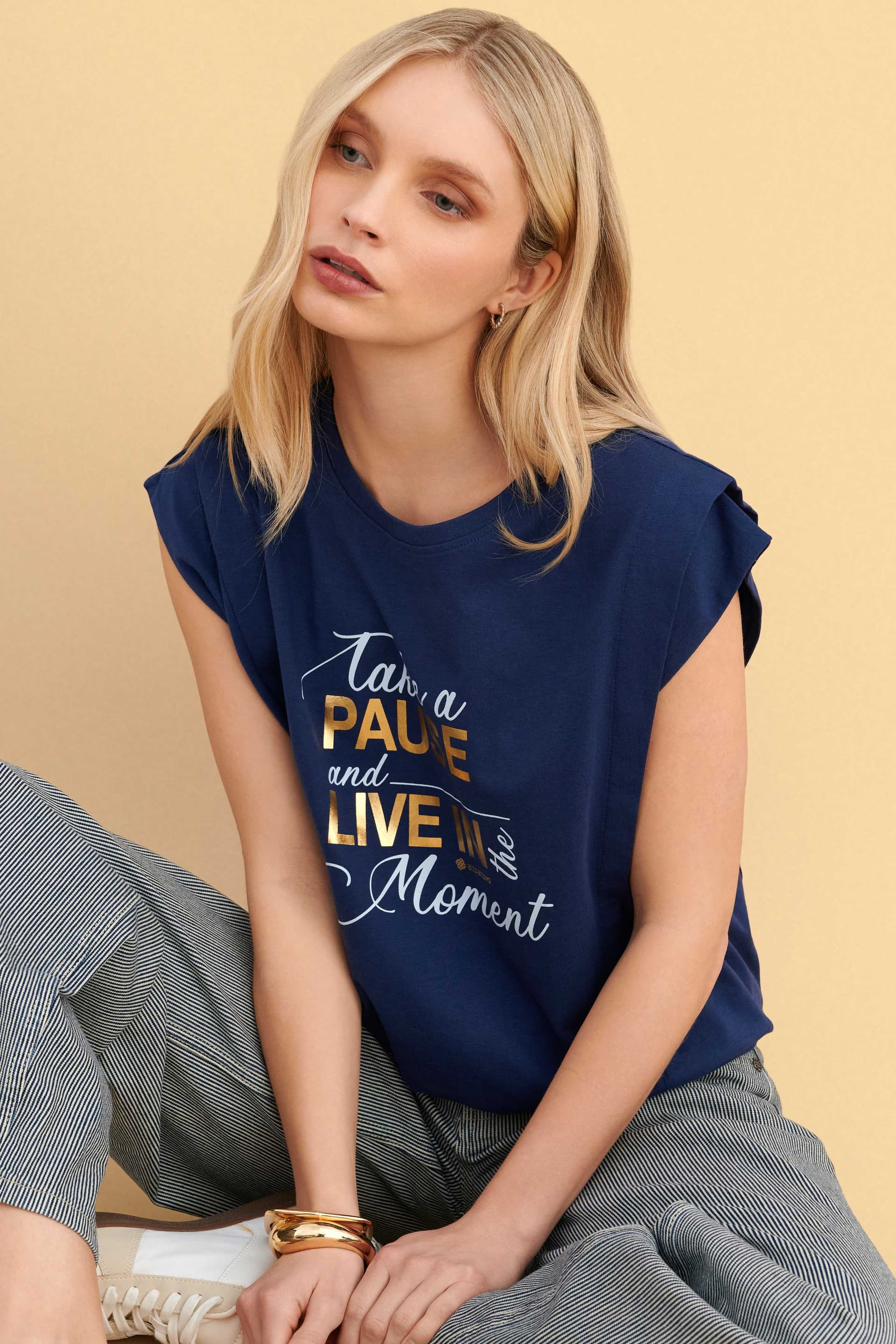 Μπλούζα με στάμπα - Μπλε