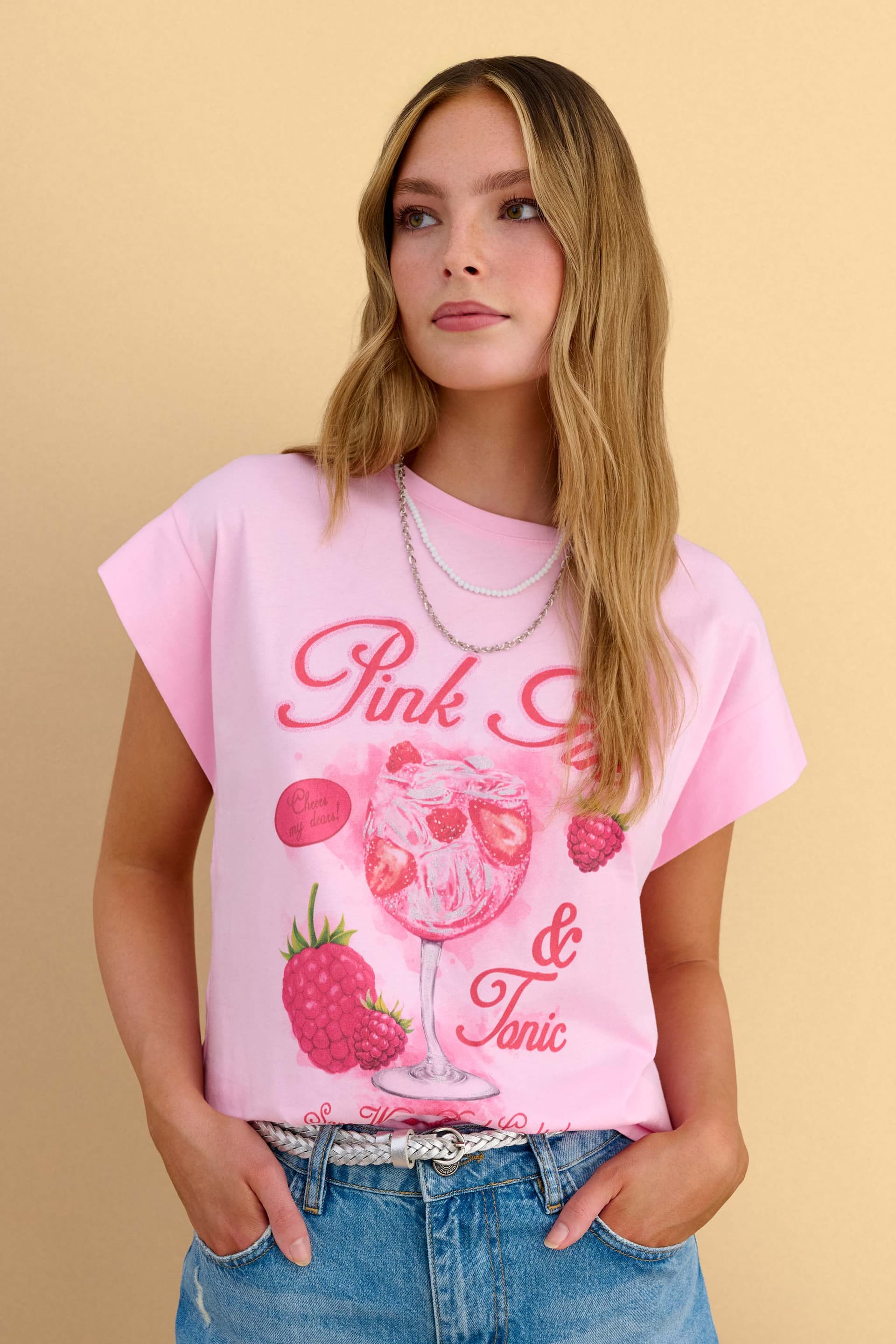 T-shirt με τύπωμα - Ροζ