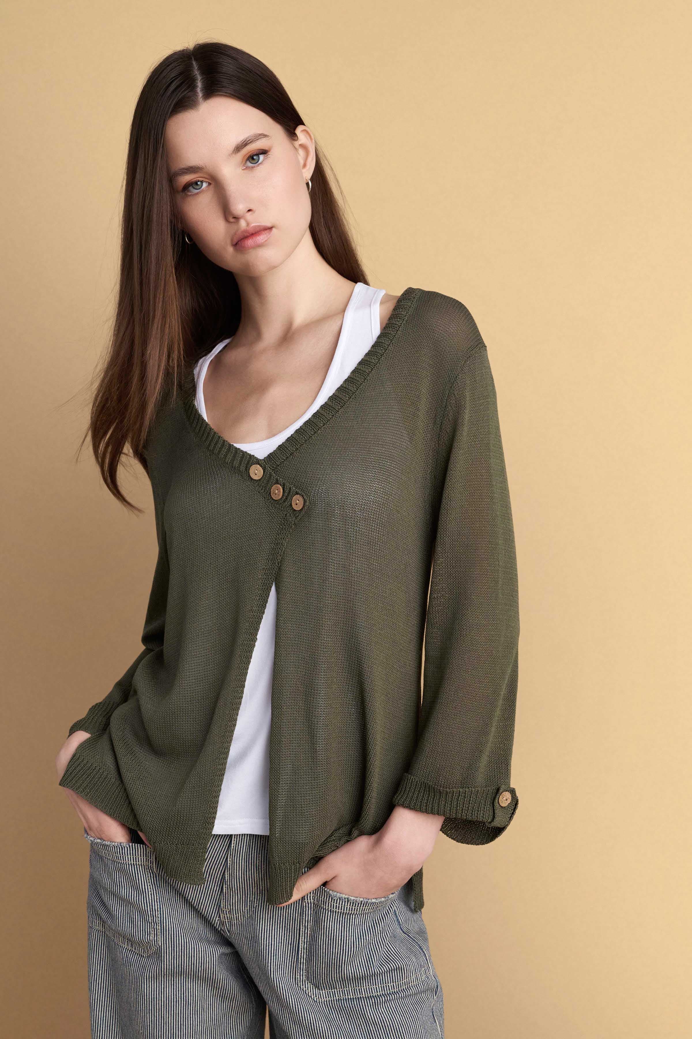 Μπλούζα πλεκτή σετ 2 τεμαχίων - Χακί