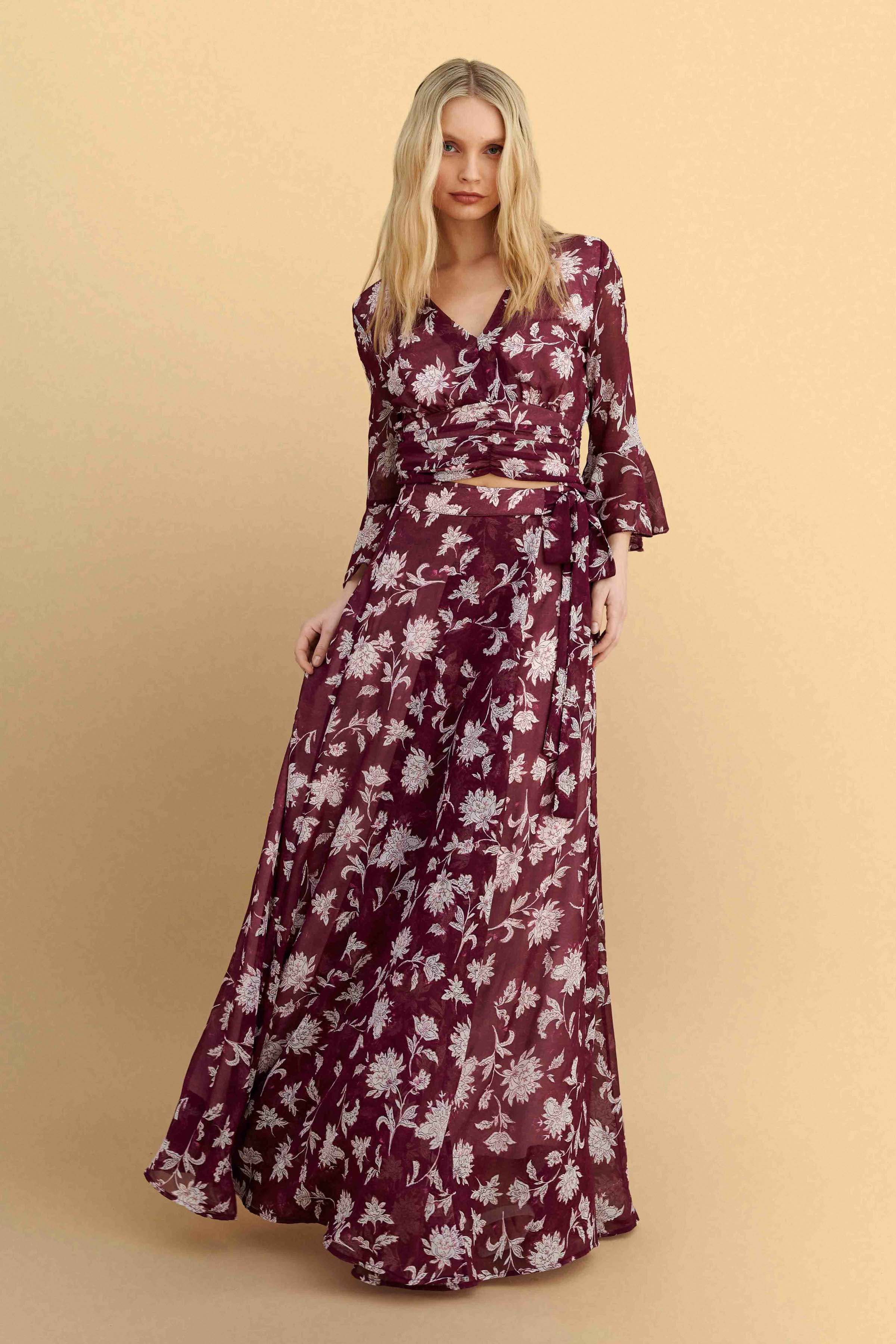 Φούστα μάξι φλοράλ - CHERRY