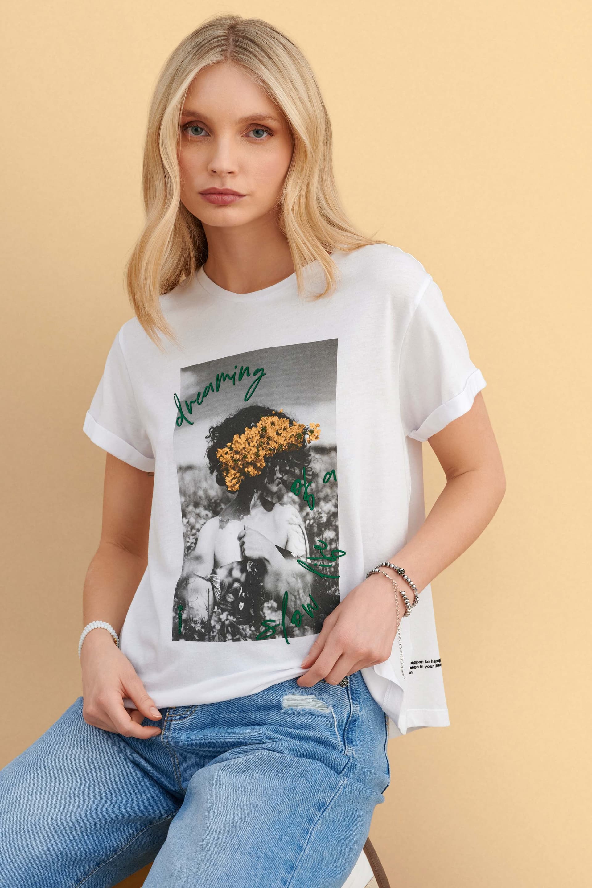 T-shirt με τύπωμα - Λευκό