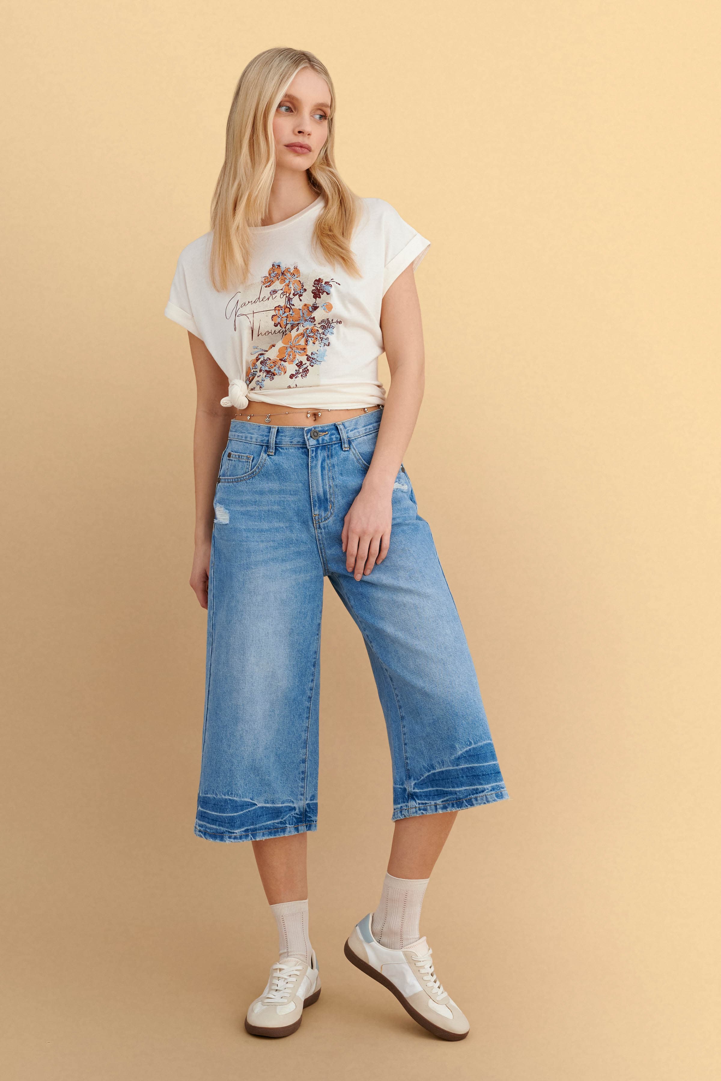 T-shirt με print - Εκρού