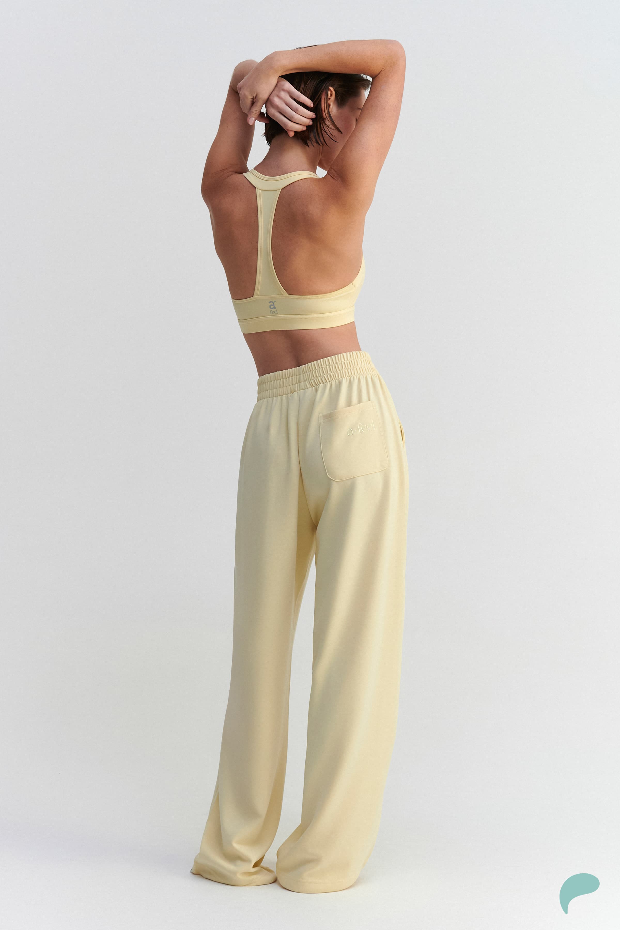 Παντελόνι φόρμας wide leg με ελαστική μέση - YELLOW