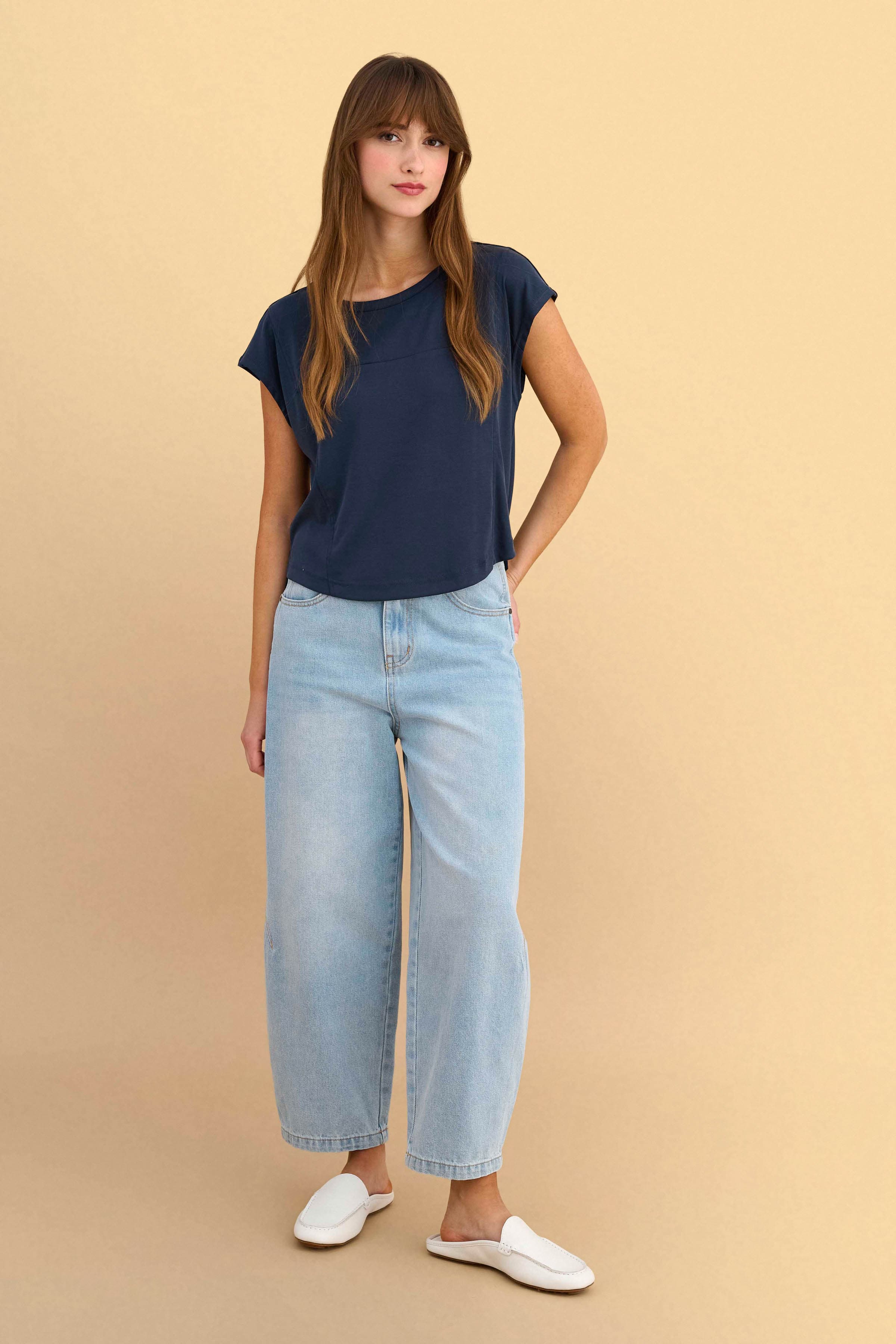 Mπλούζα κοντομάνικη μονόχρωμη - Γκρι