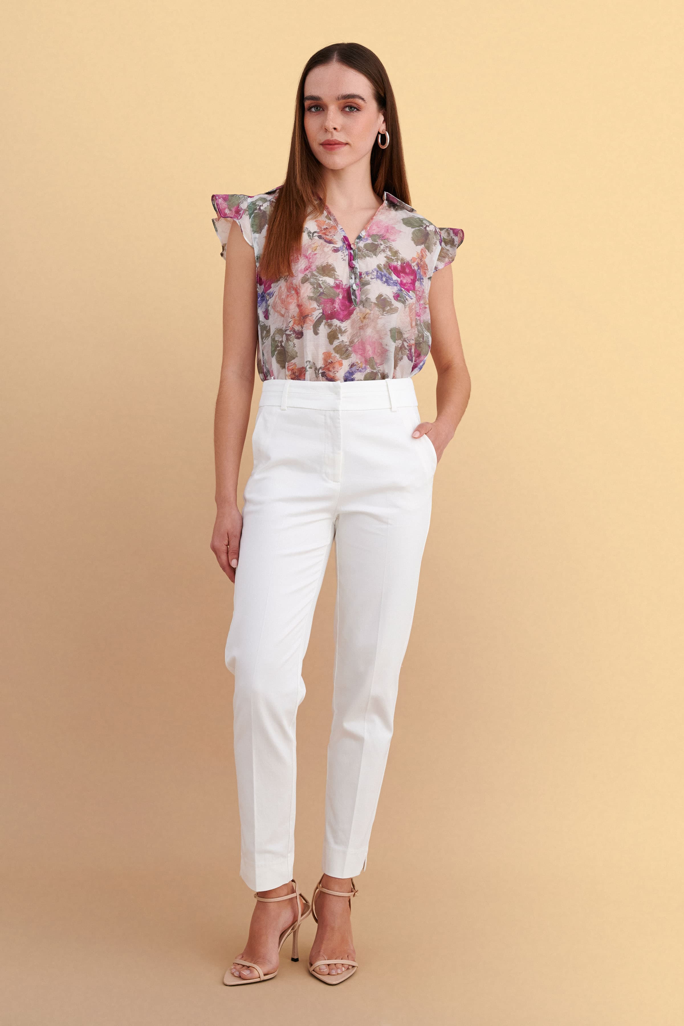 Παντελόνι formal με τσάκιση - Λευκό