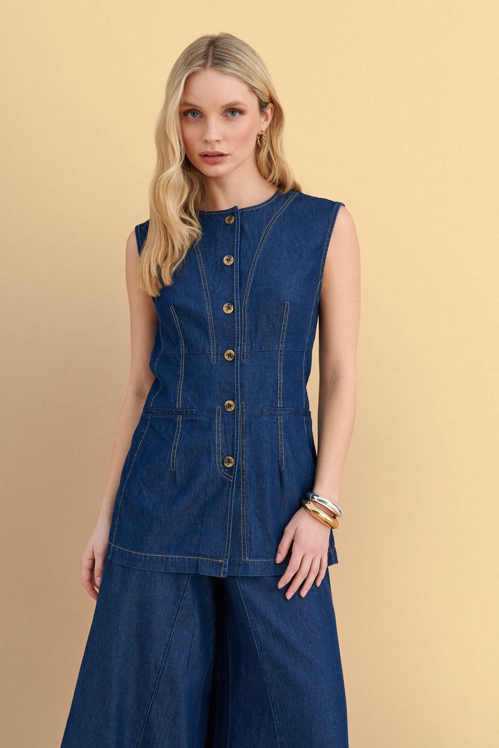 Γιλέκο με τσέπες - Μπλε