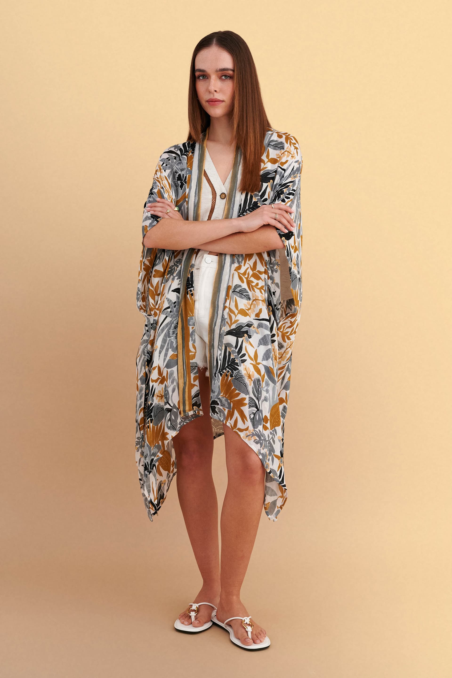 Κιμονό μακρύ με σχέδιο - Πολύχρωμο