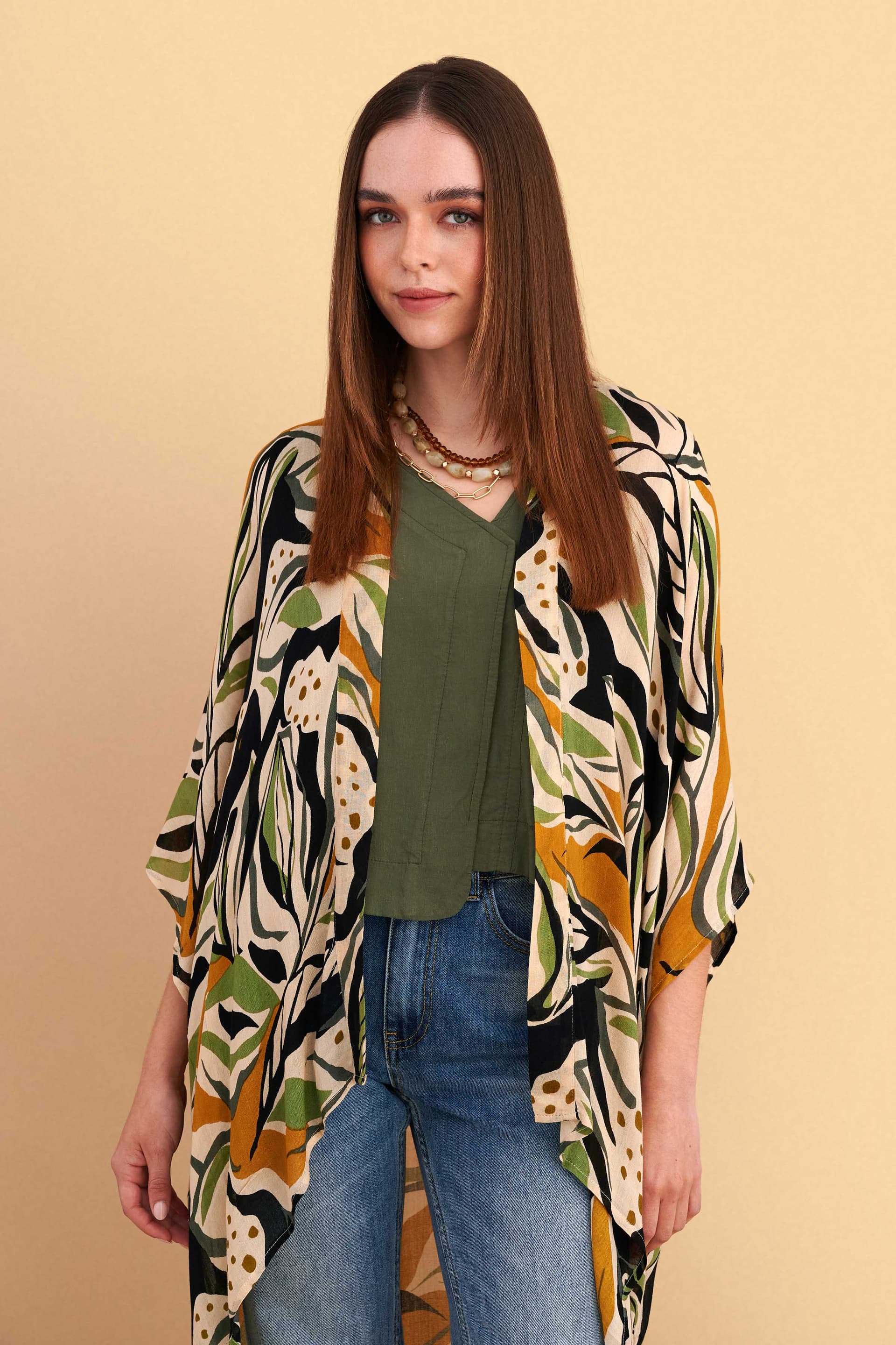 Κιμονό μακρύ εμπριμέ - Πολύχρωμο