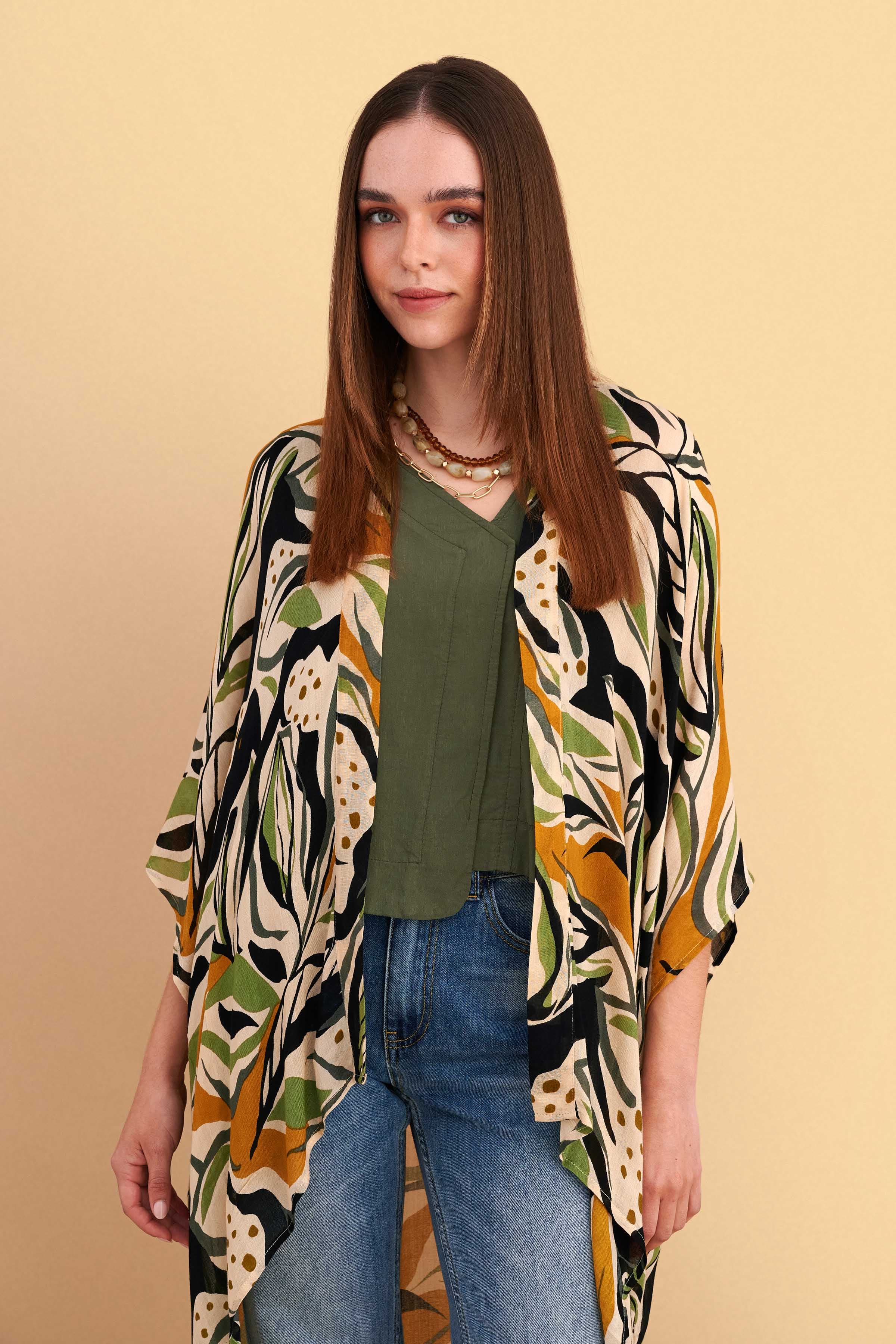 Κιμονό μακρύ εμπριμέ - Πολύχρωμο