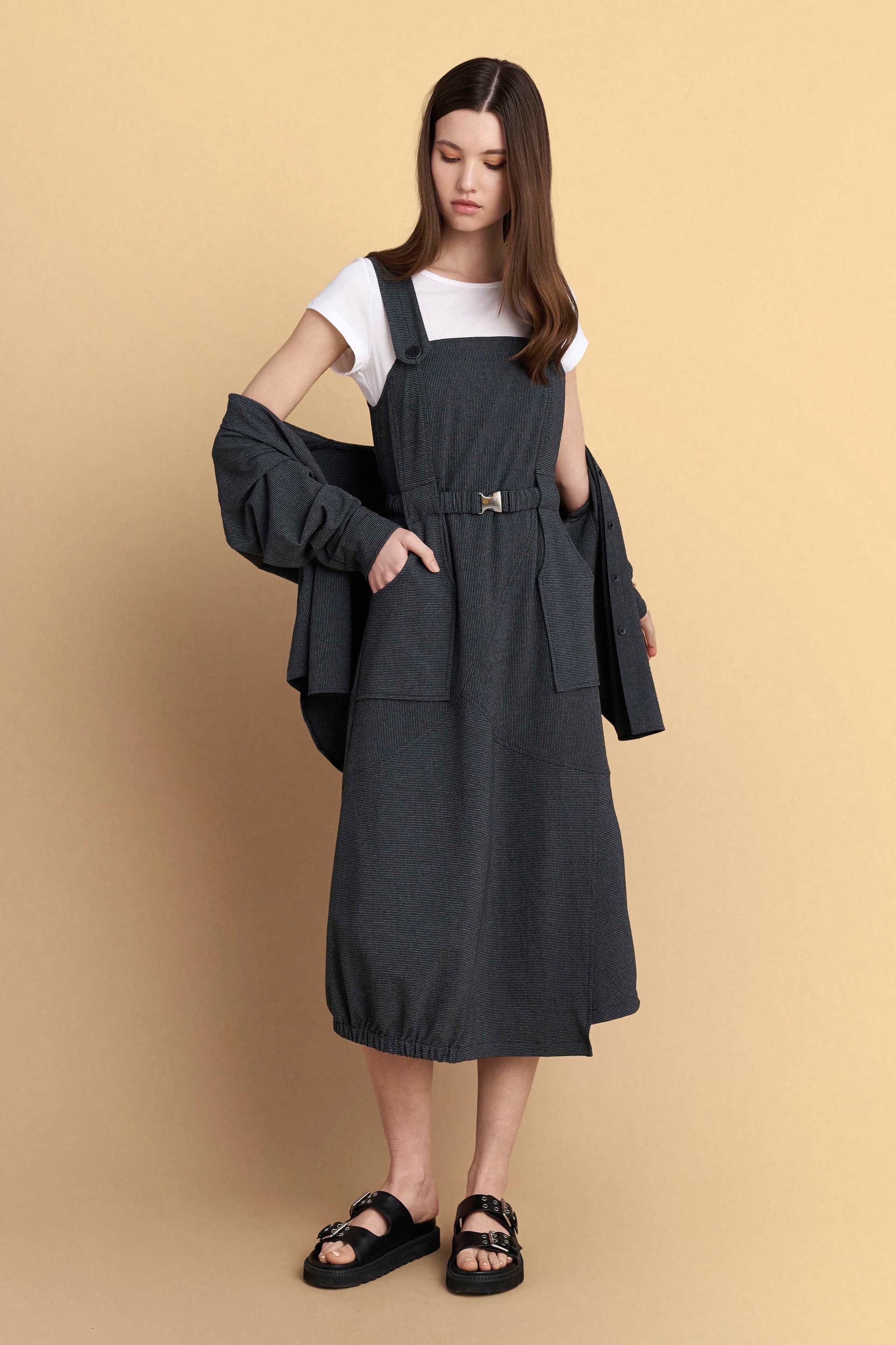 Φόρεμα μίντι σετ 2 τεμαχίων - Γκρι