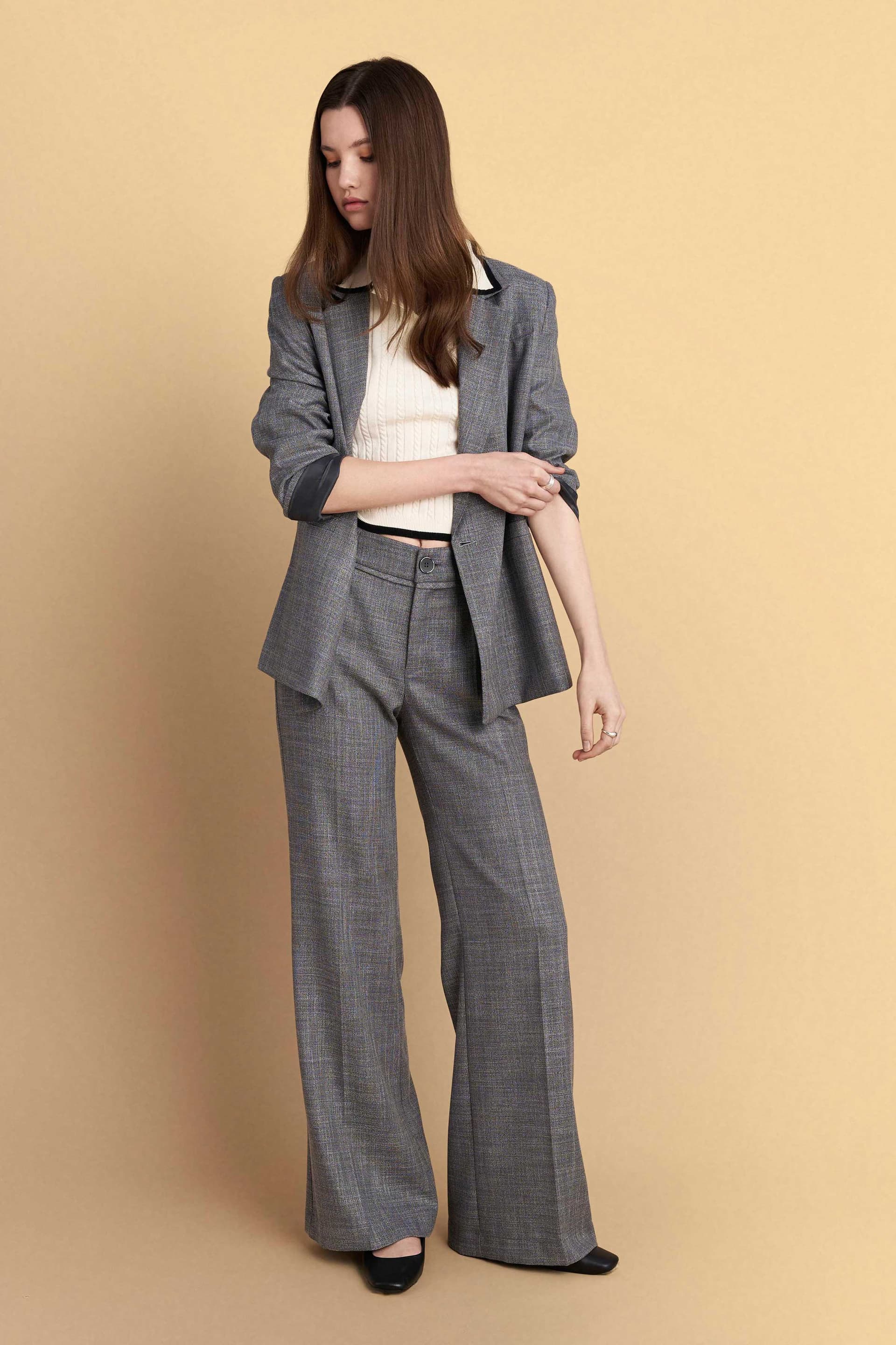 Παντελόνι formal straight γραμμή - Γκρι