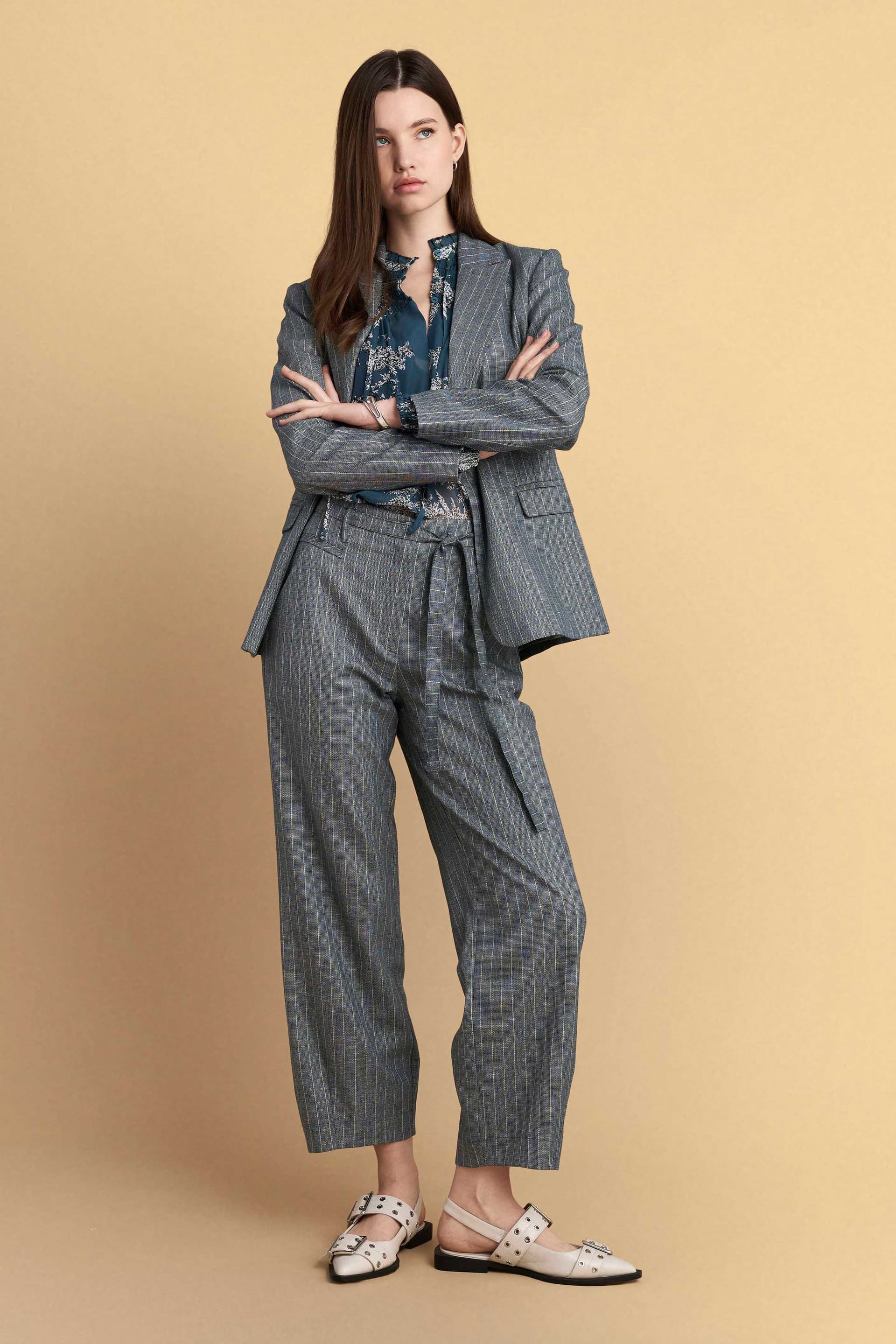 Παντελόνι formal barrel ριγέ - PETROL