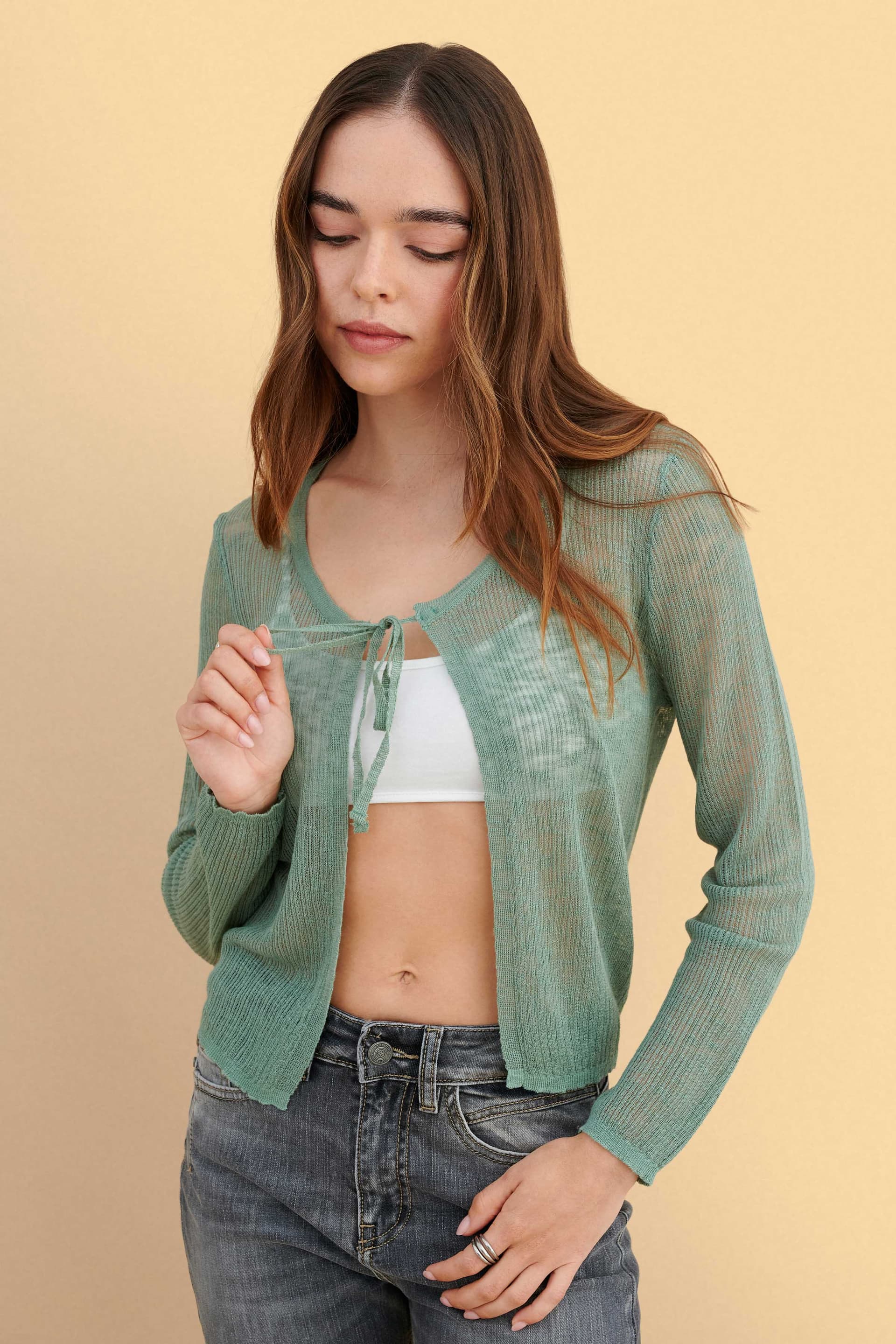 Ζακέτα πλεκτή με διαφάνεια - SOAP