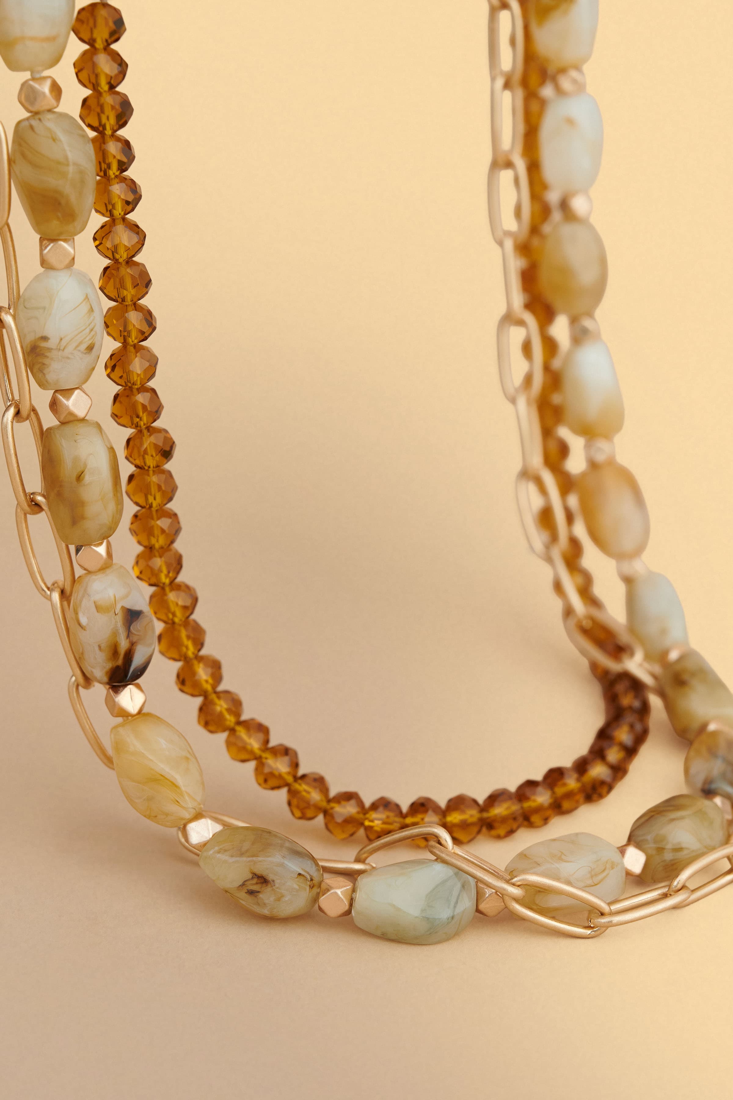 Τριπλό κολιέ με αλυσίδα και πέτρες - Πολύχρωμο