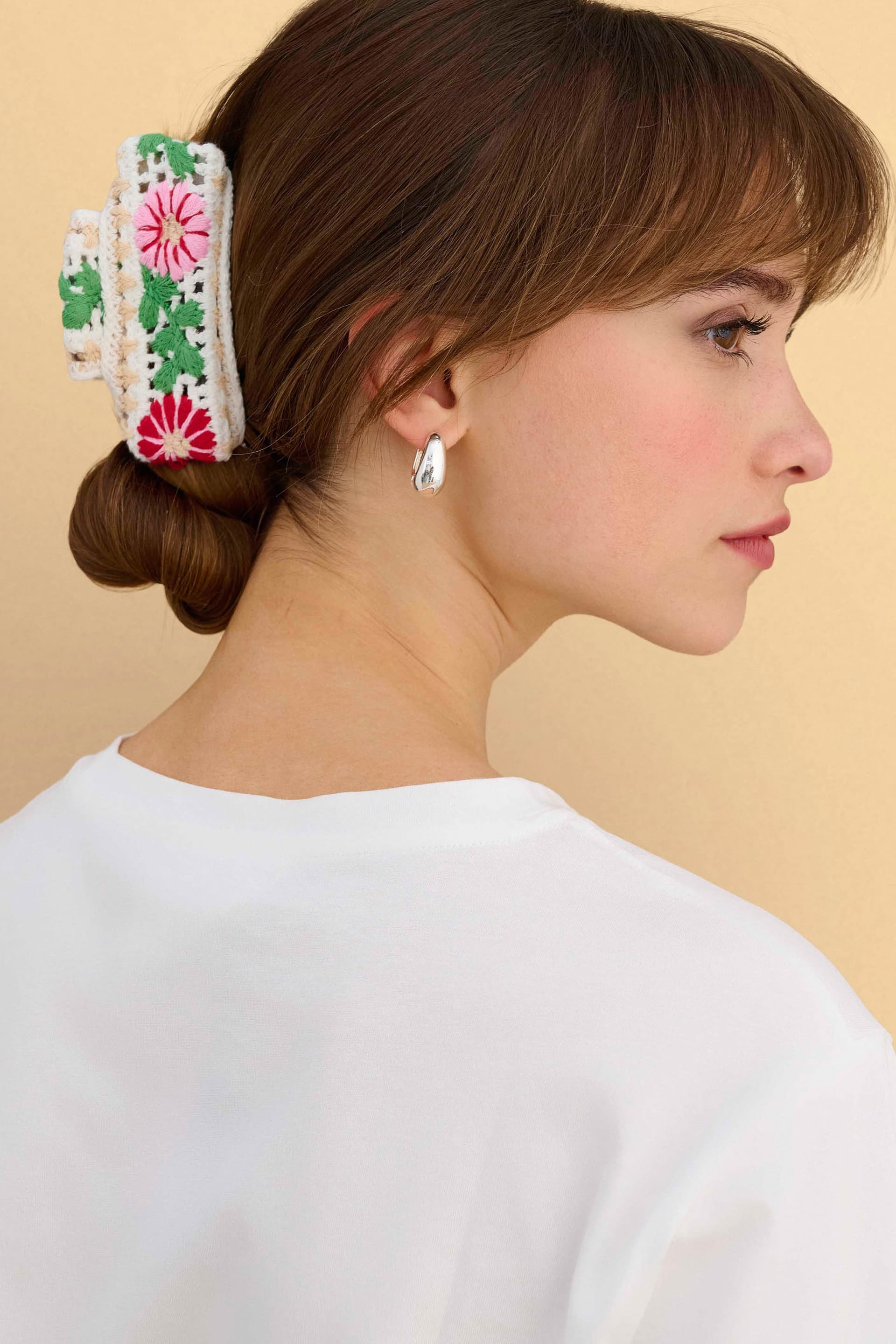 Κοκαλάκι κλάμερ κεντημένο - Πολύχρωμο