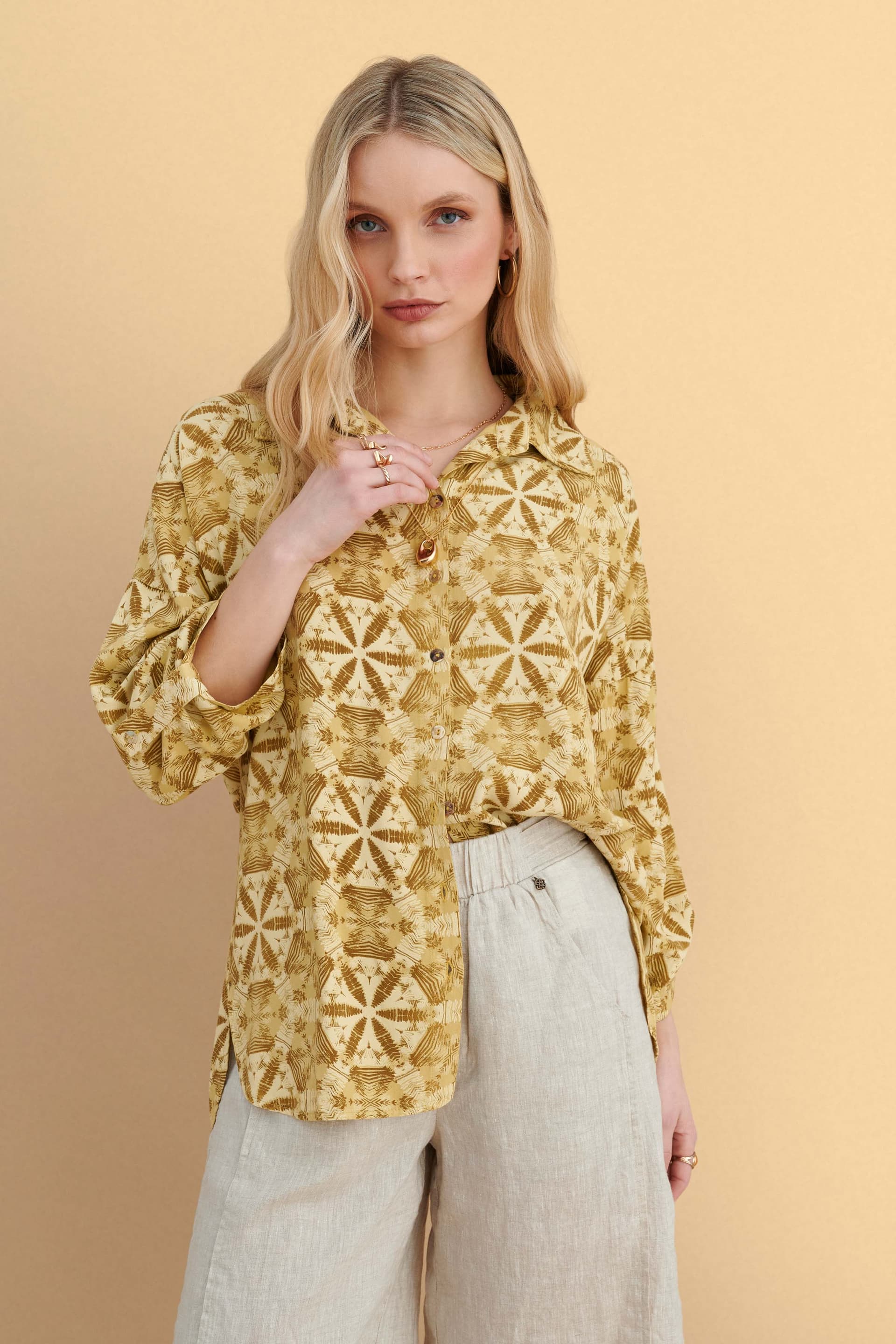 Πουκάμισο εμπριμέ - YELLOW
