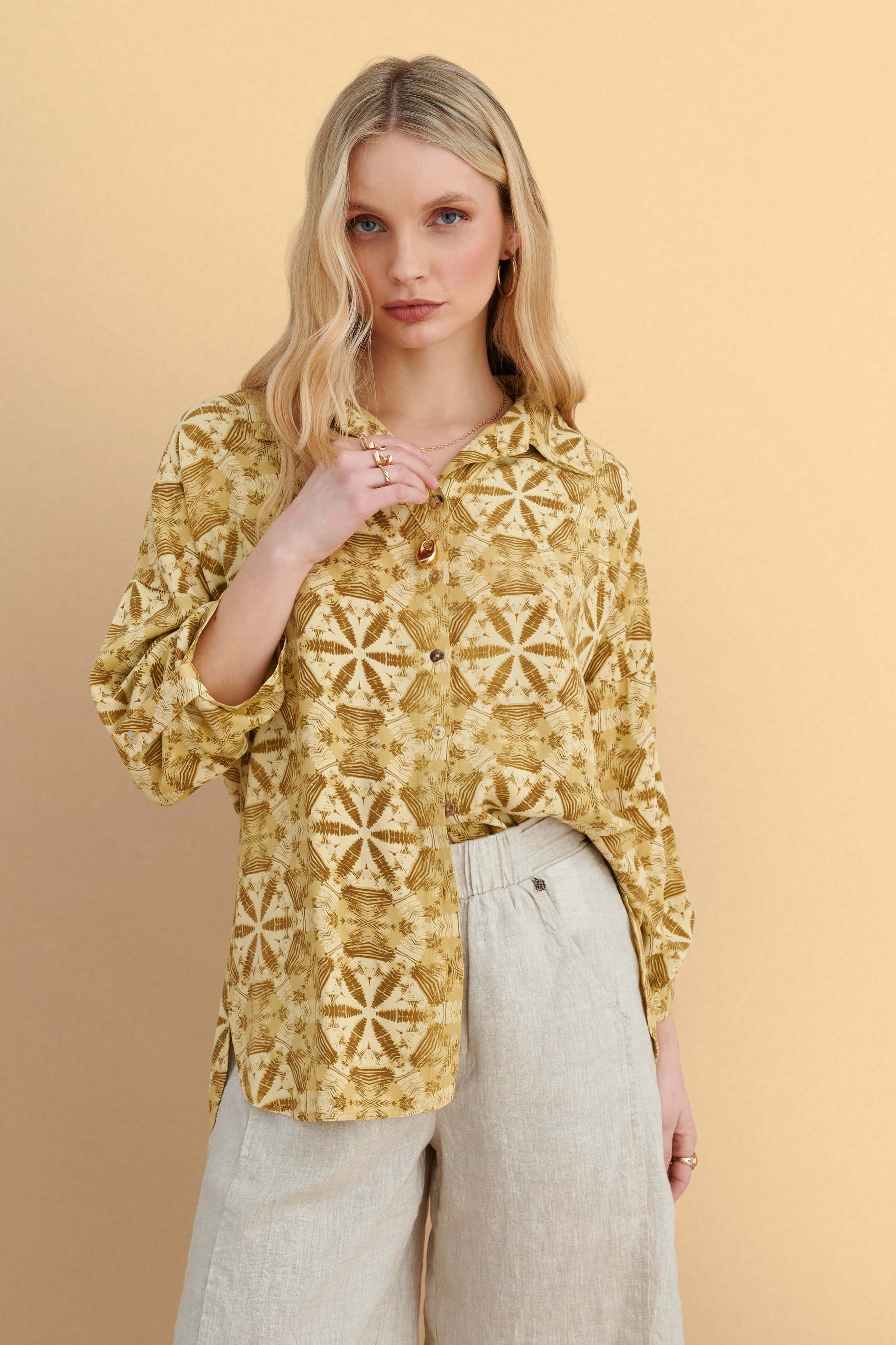 Πουκάμισο εμπριμέ - YELLOW