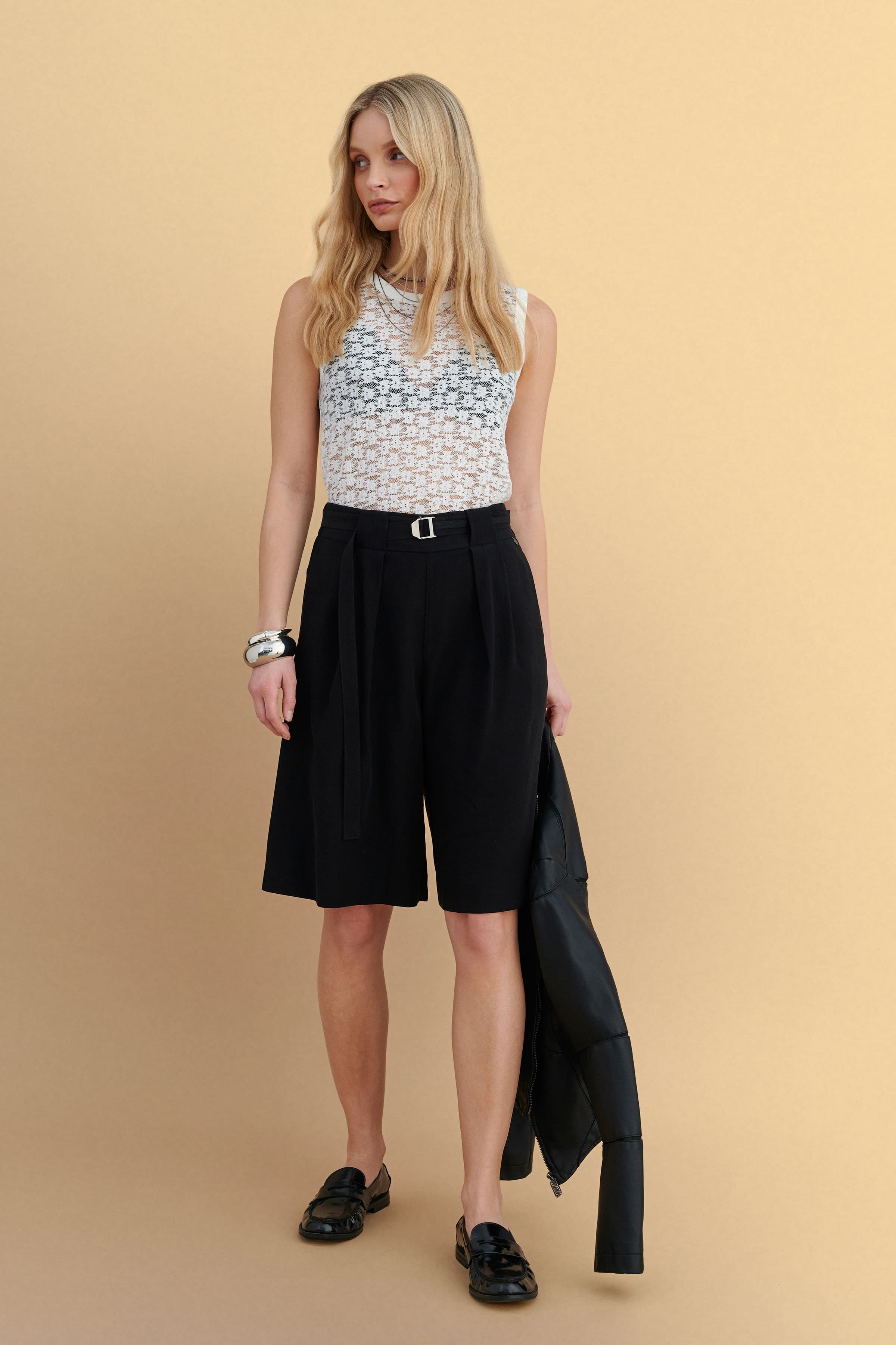 Βερμούδα με ζώνη - Μαύρο