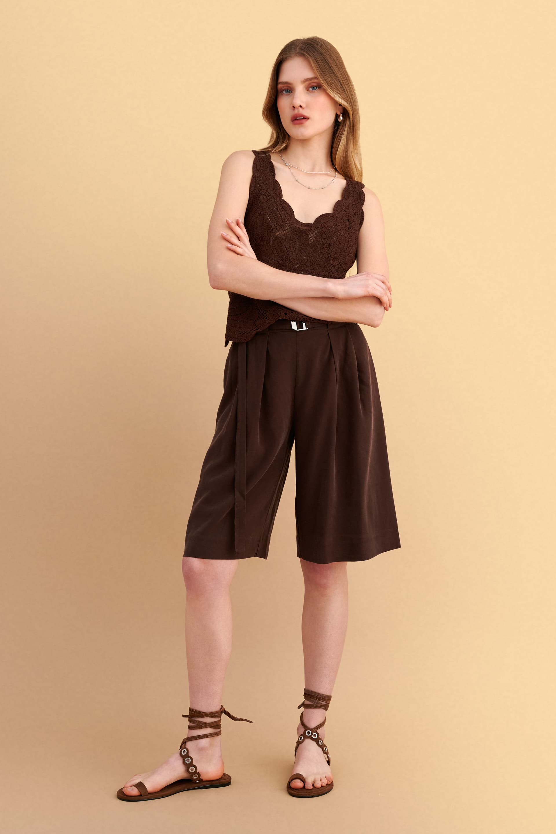 Βερμούδα με ζώνη - Καφέ