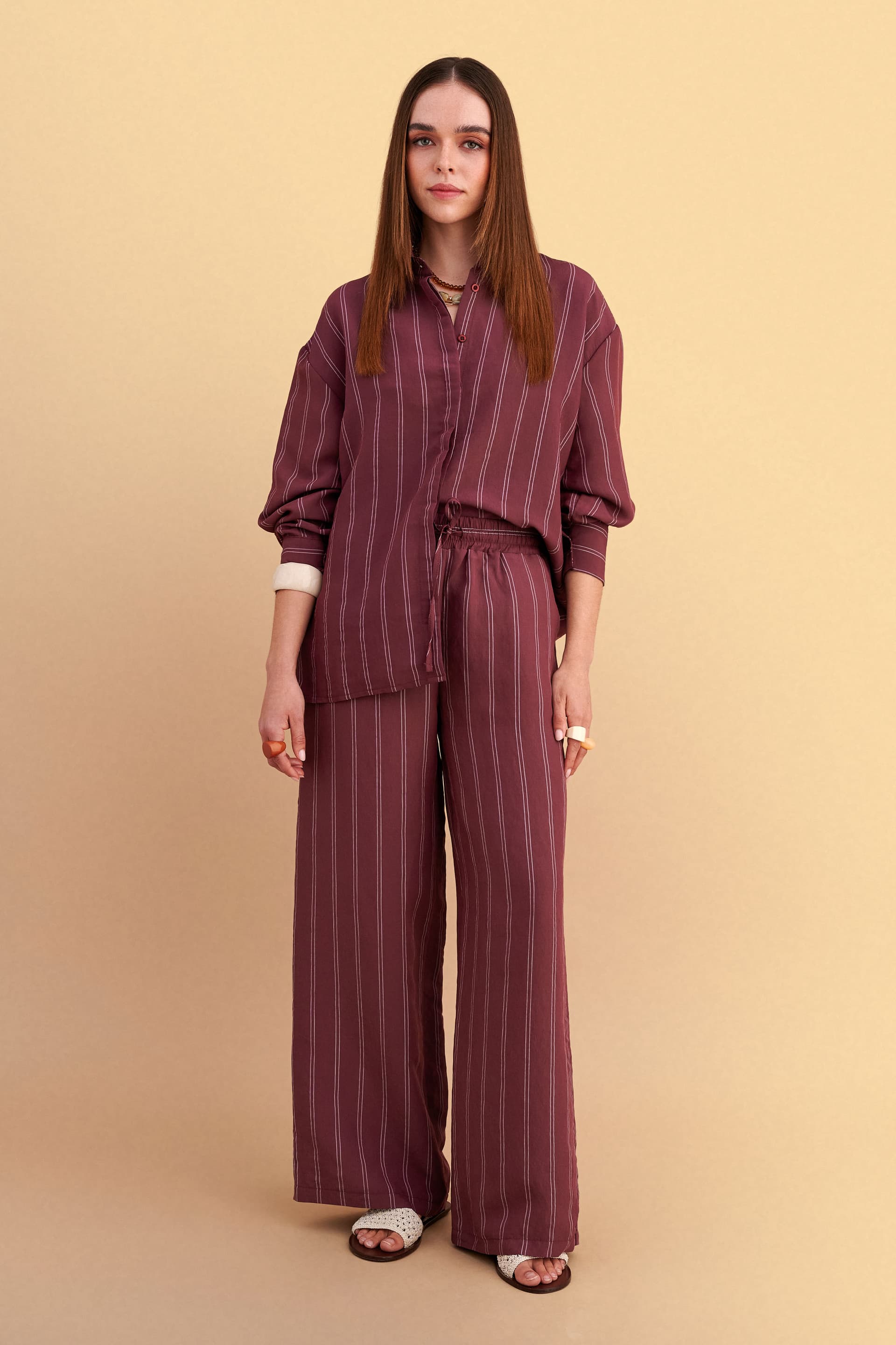 Παντελόνα ριγέ με λάστιχο - BORDEAUX