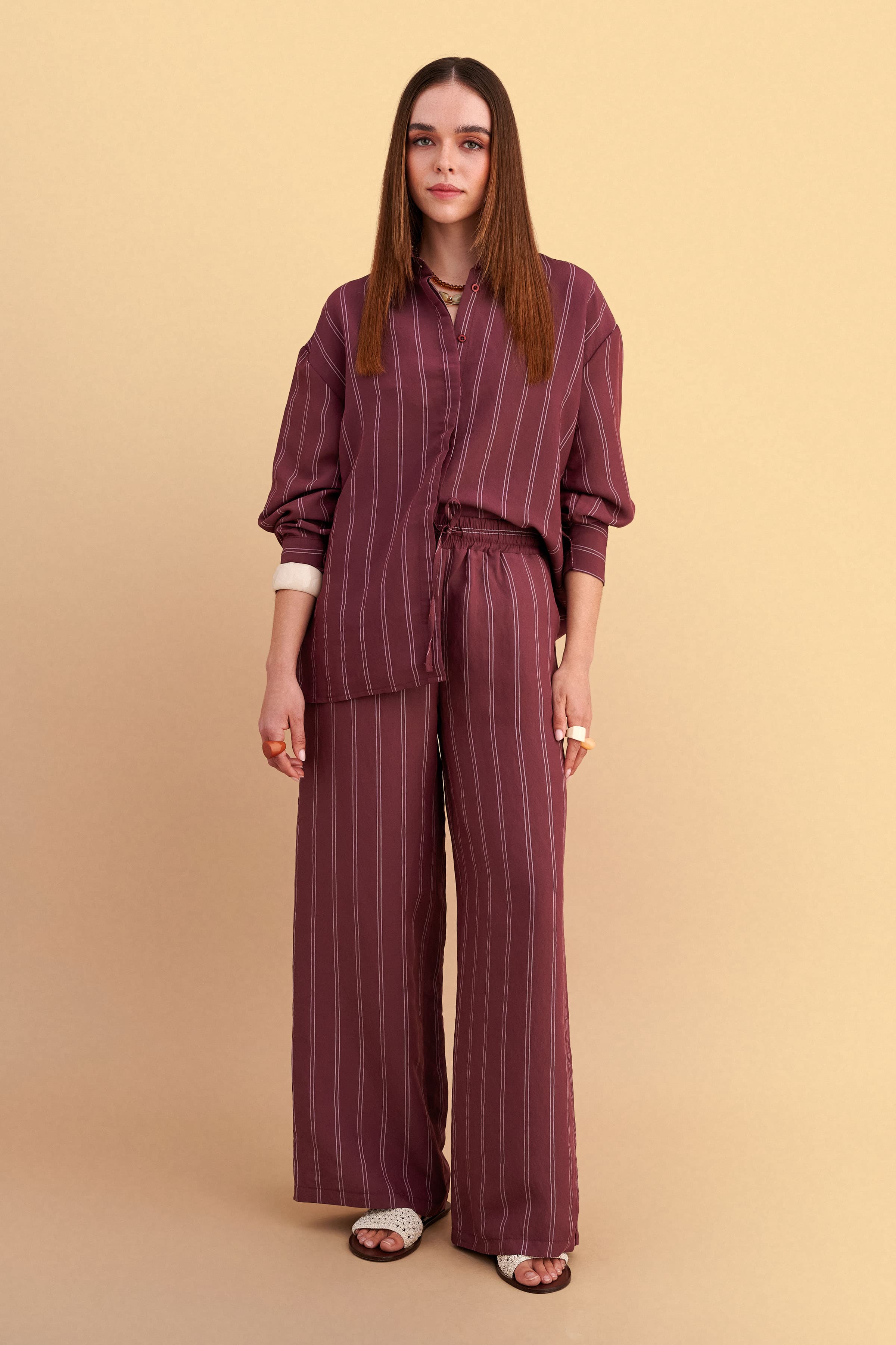Παντελόνα ριγέ με λάστιχο - BORDEAUX