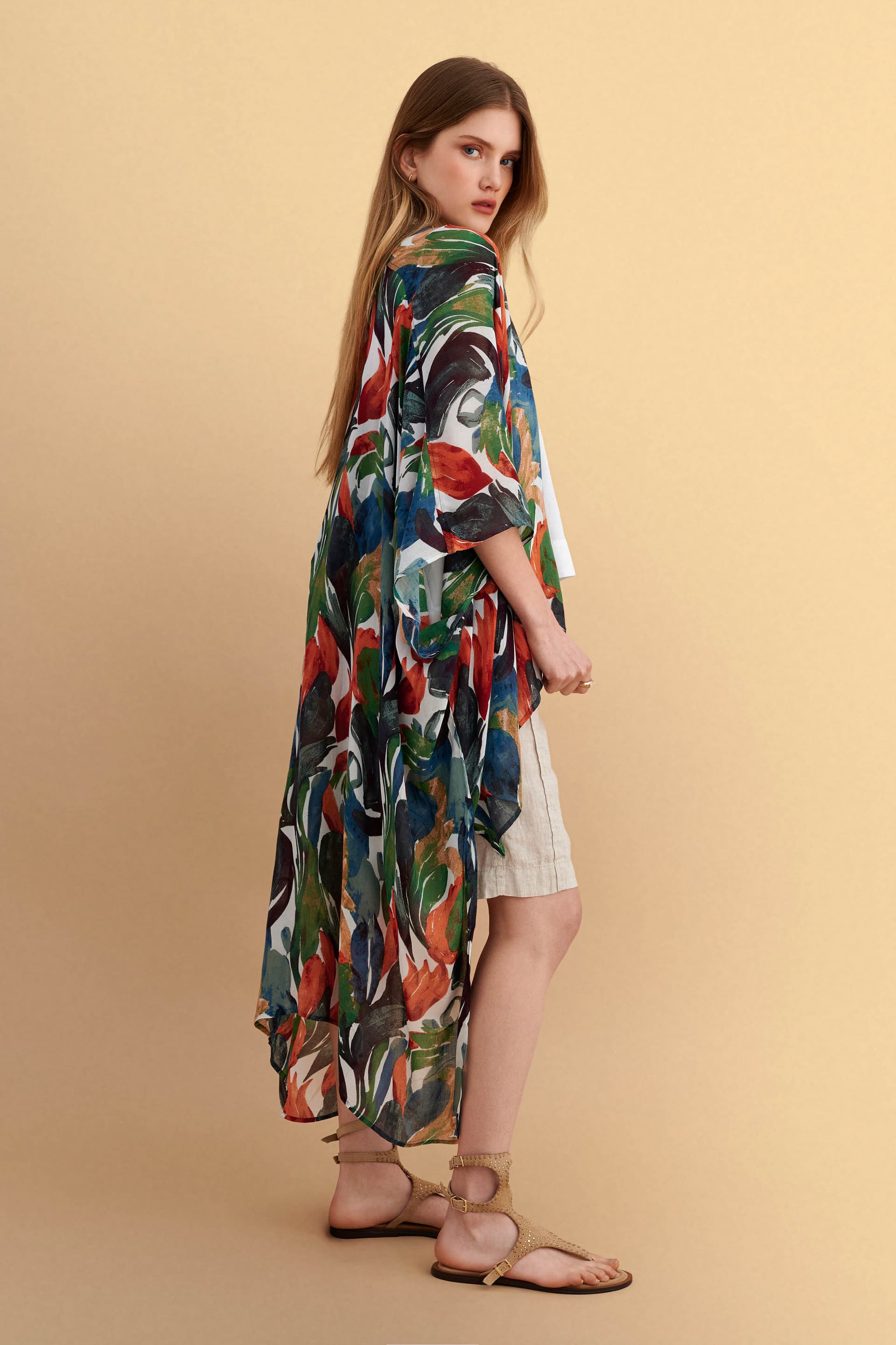 Κιμονό μακρύ με print - Πολύχρωμο