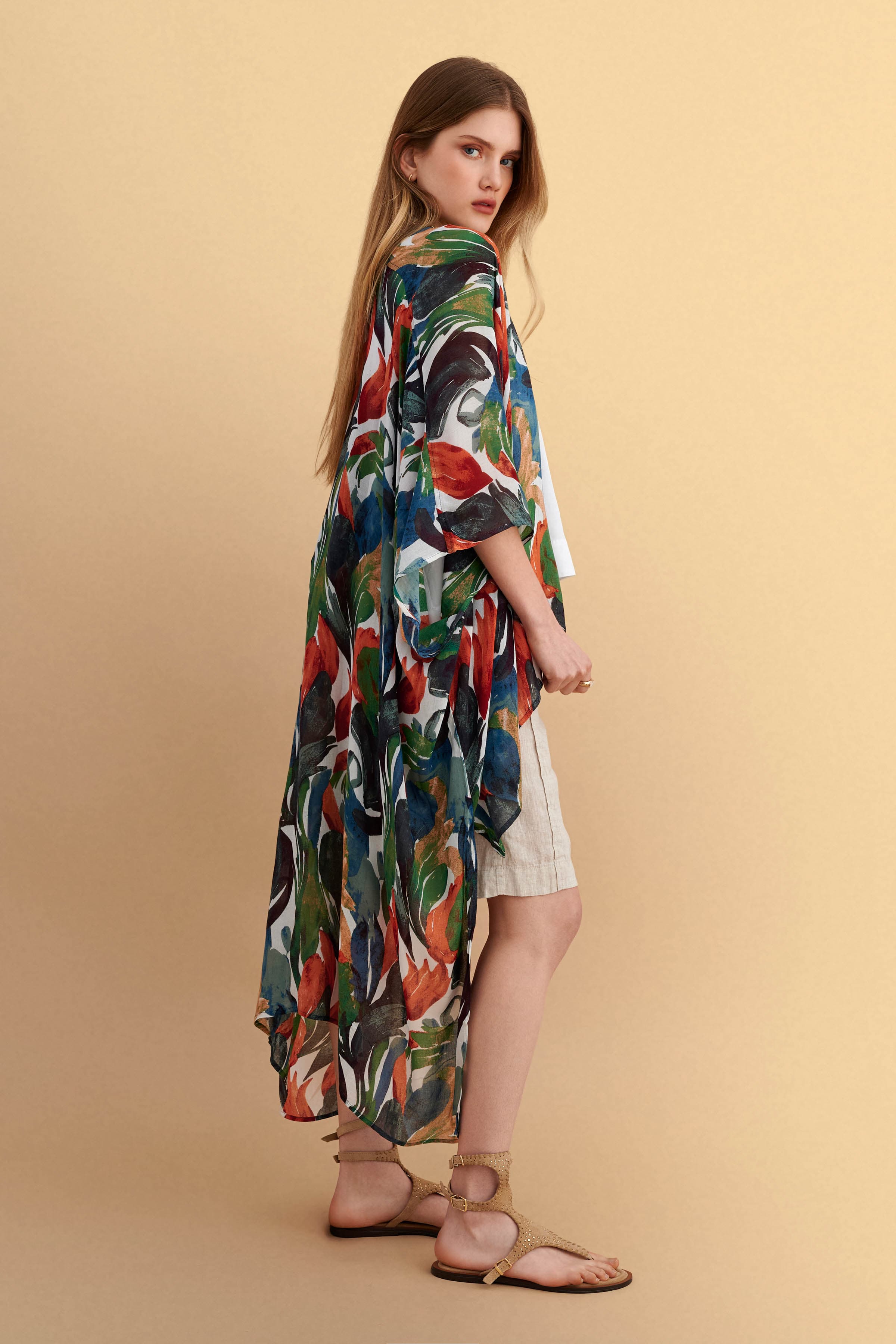 Κιμονό μακρύ με print - Πολύχρωμο