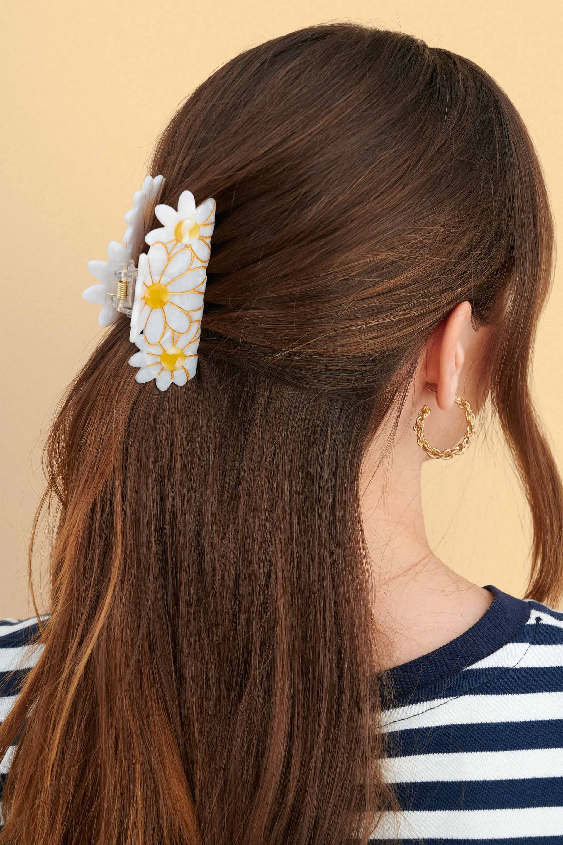 Κοκαλάκι κλάμερ με μαργαρίτες - Πολύχρωμο