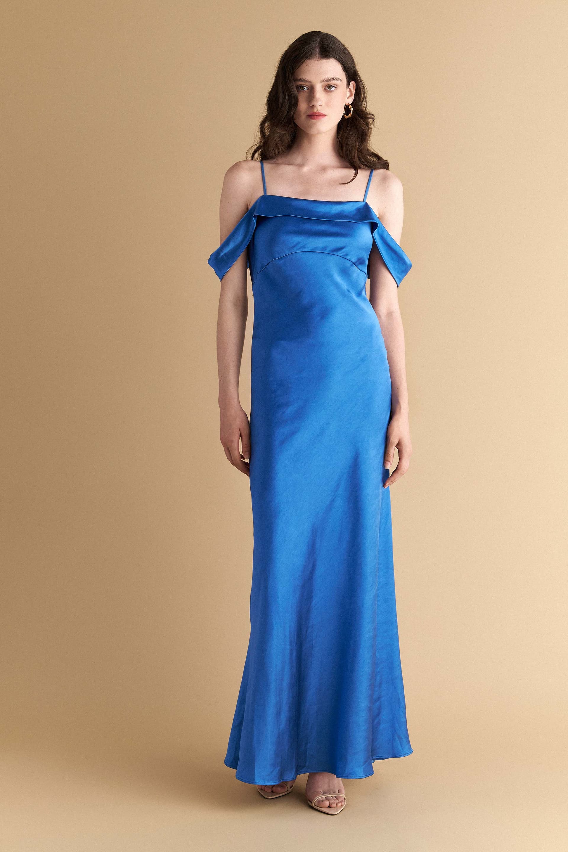 Φόρεμα μακρύ σατέν όψη - LAVENDER