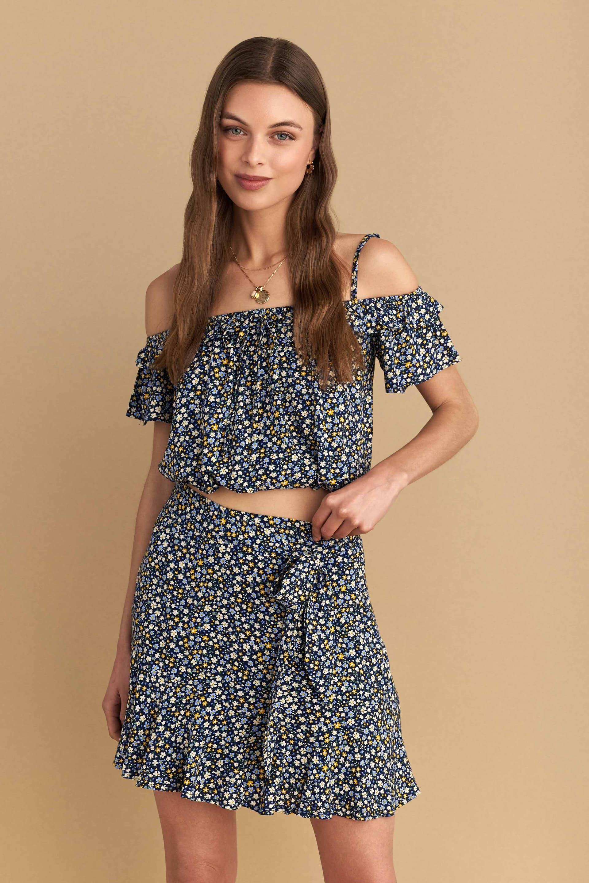 Φούστα μίνι liberty με δέσιμο - Πολύχρωμο