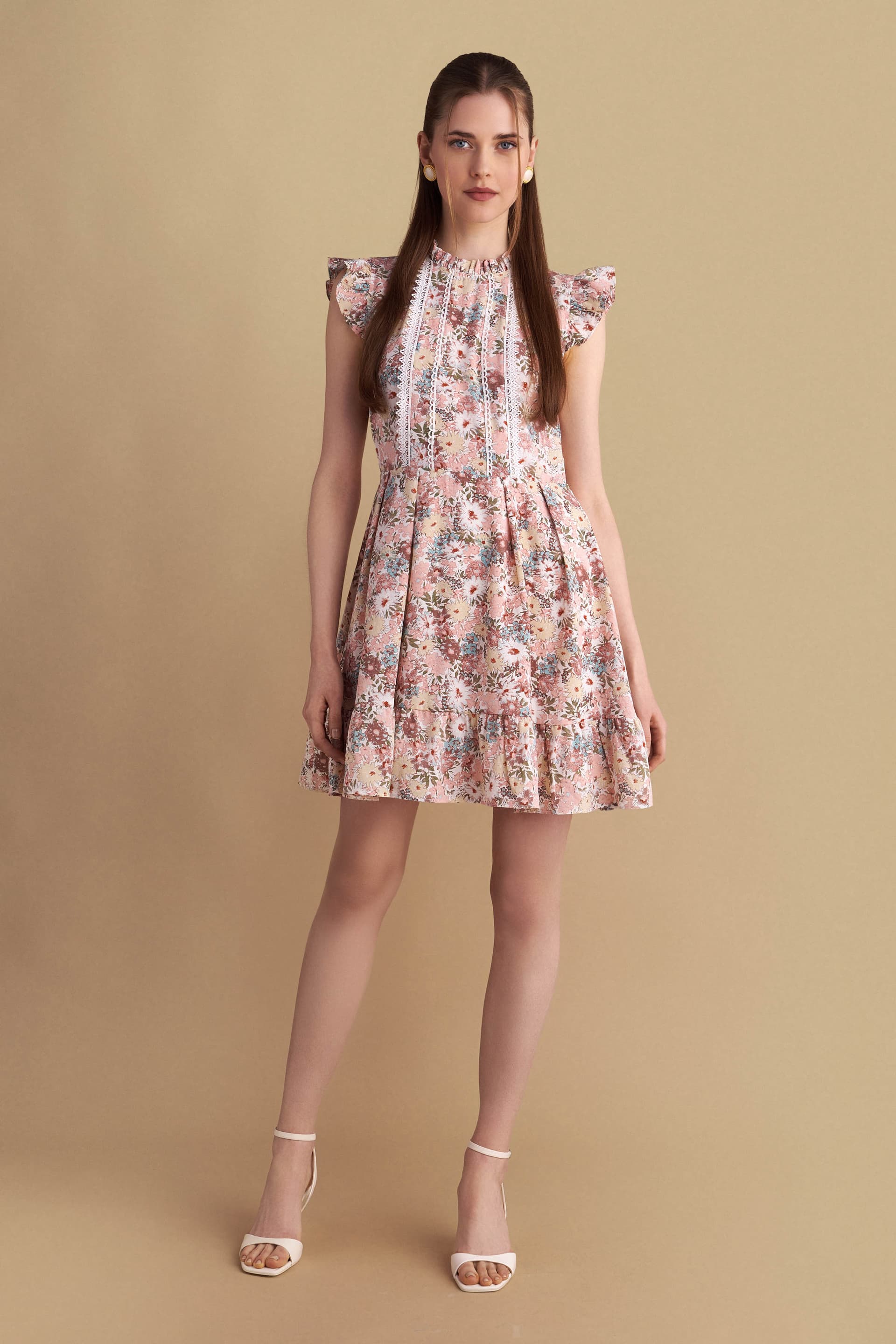 Φόρεμα μίνι φλοράλ με shiny στοιχεία - Πολύχρωμο