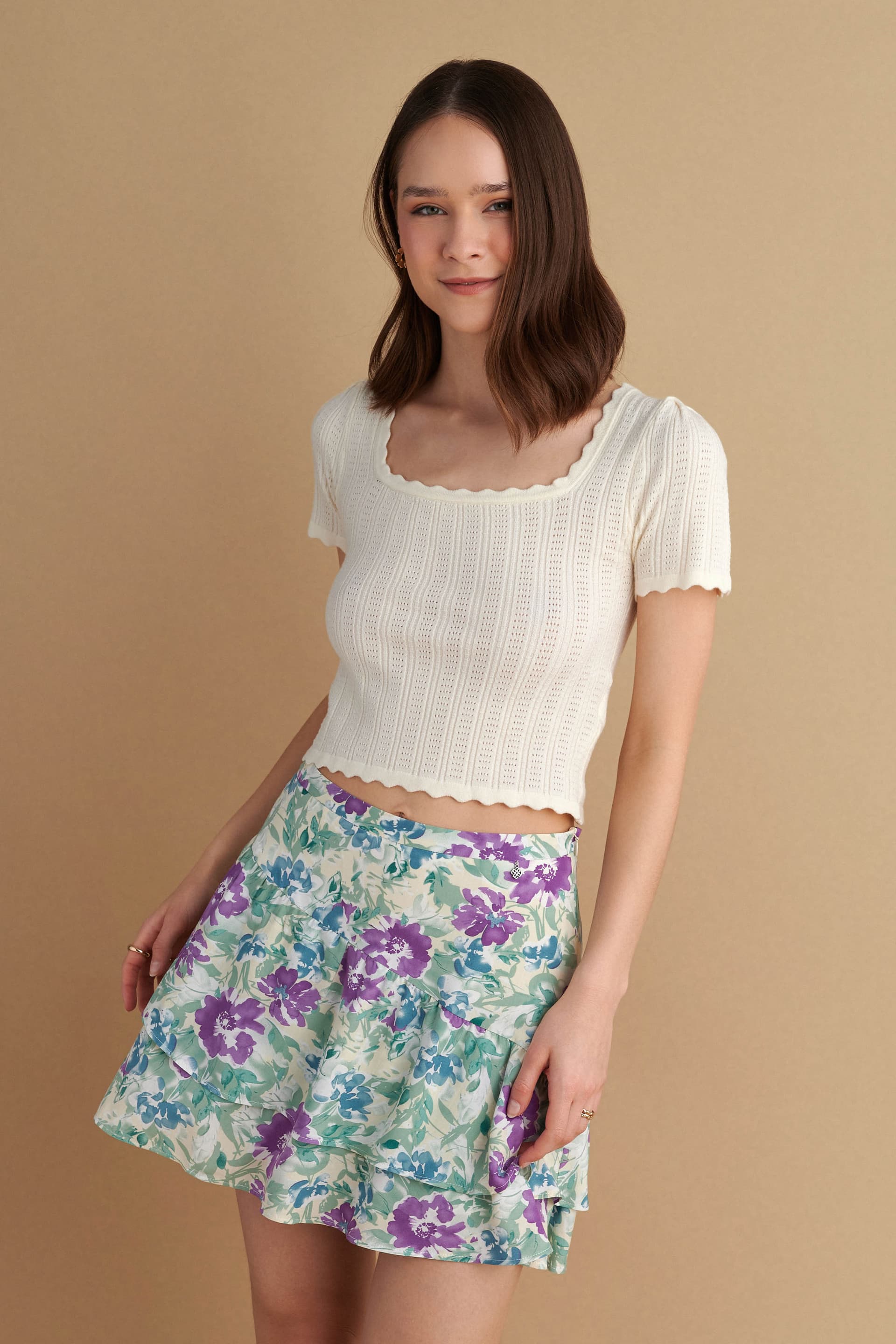 Φούστα μίνι φλοράλ - Πολύχρωμο