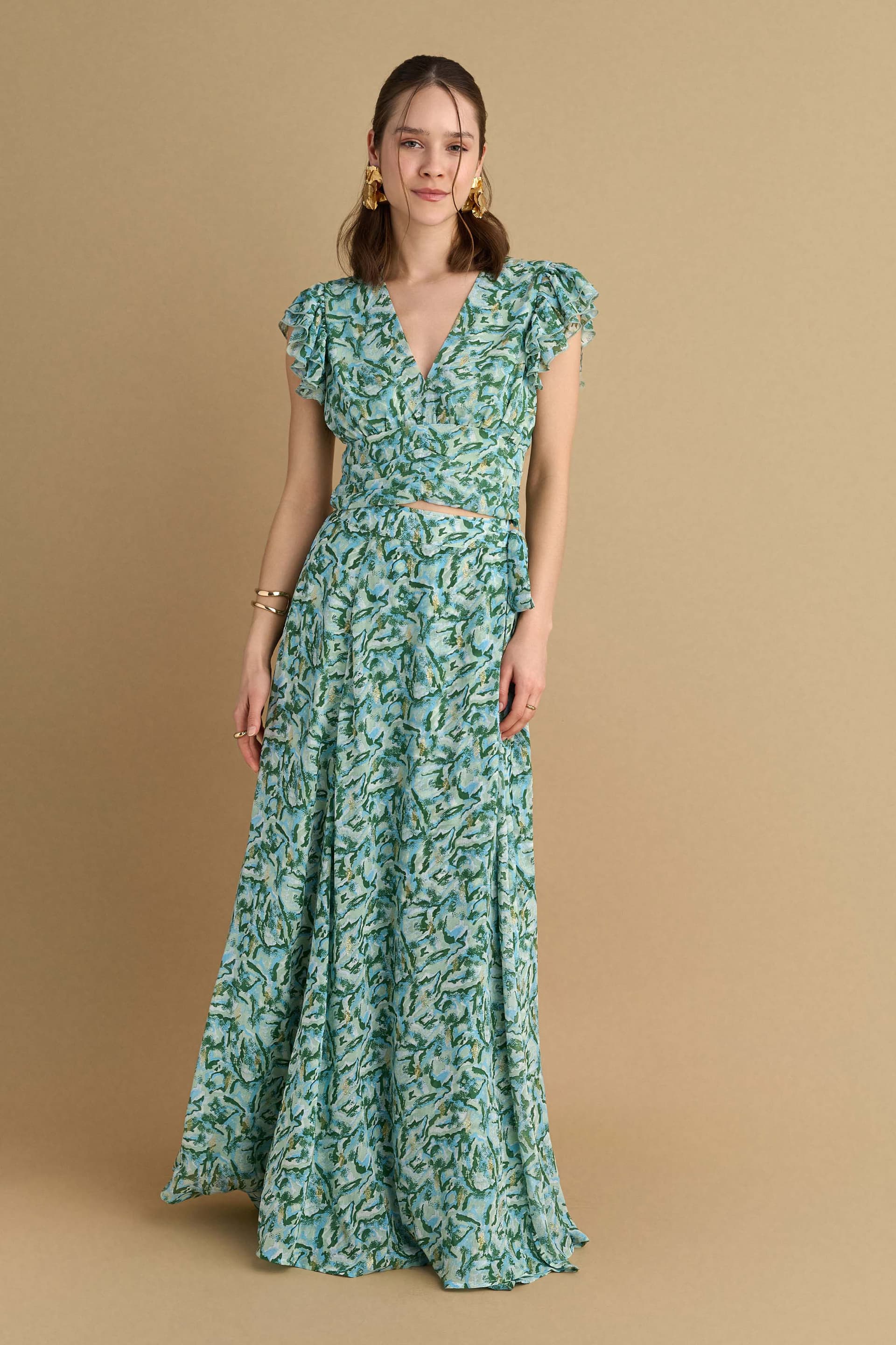 Φούστα wrap shiny εμπριμέ - Πολύχρωμο