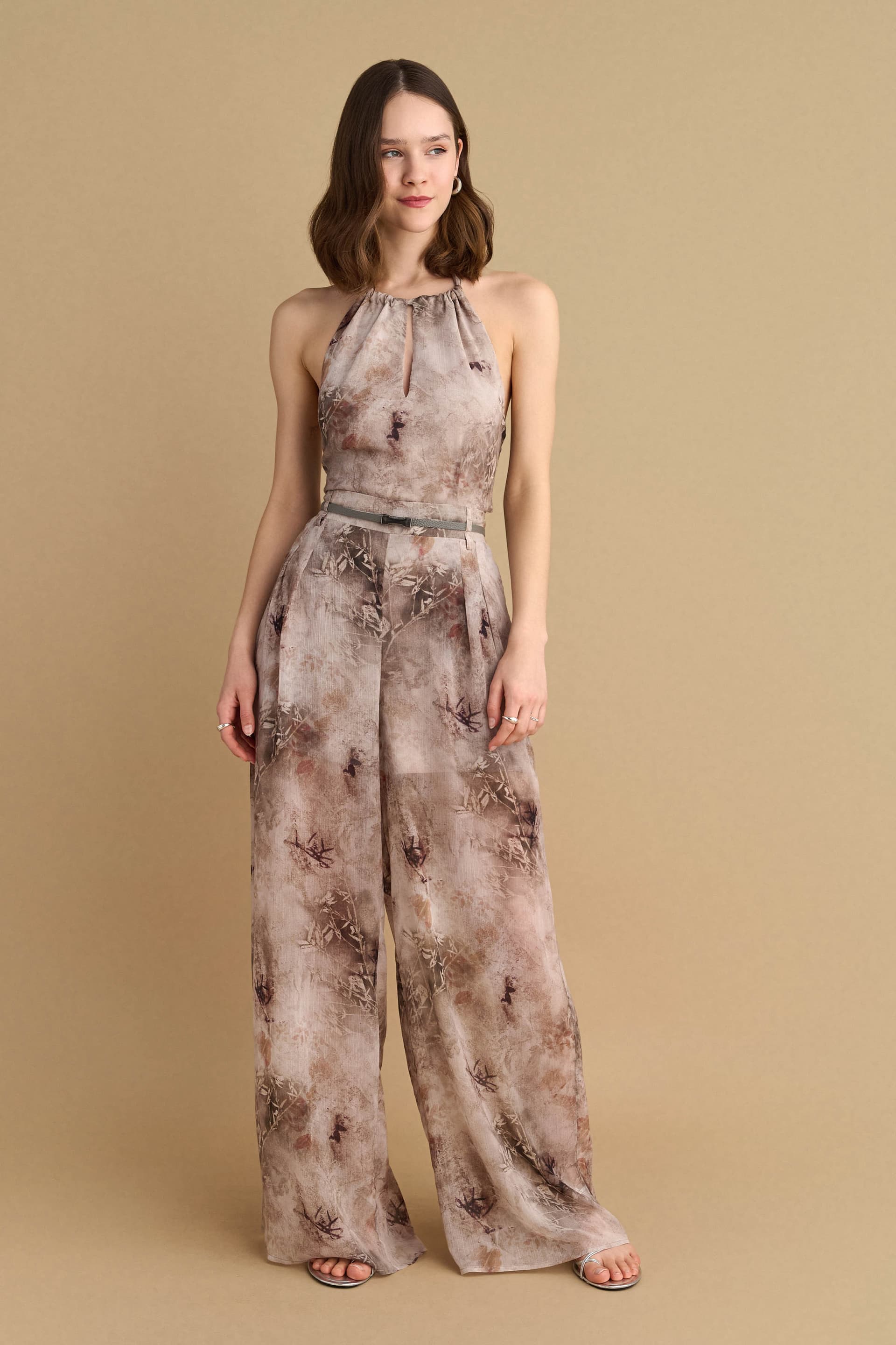 Παντελόνι εμπριμέ με διαφάνεια - Πολύχρωμο