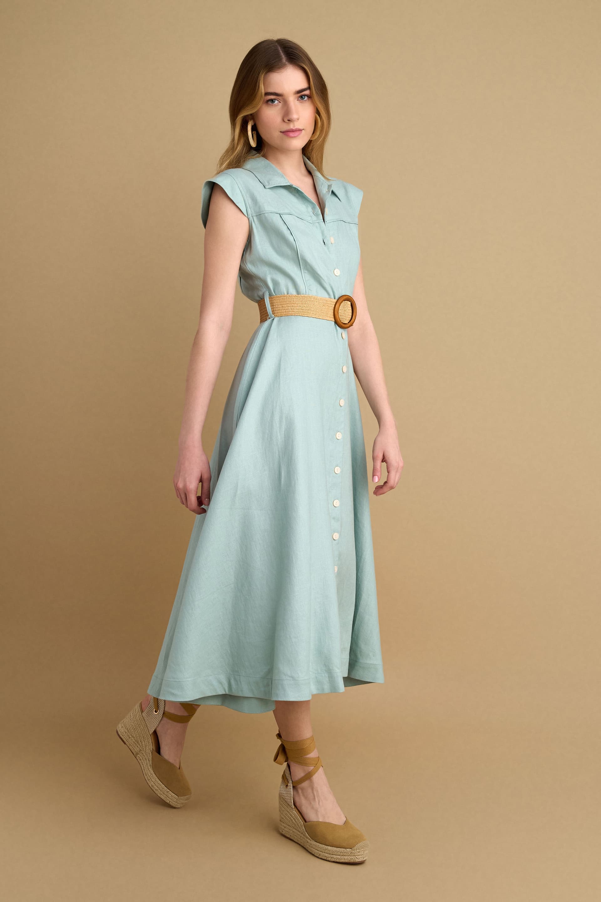 Φόρεμα λινό με ζώνη - SOAP