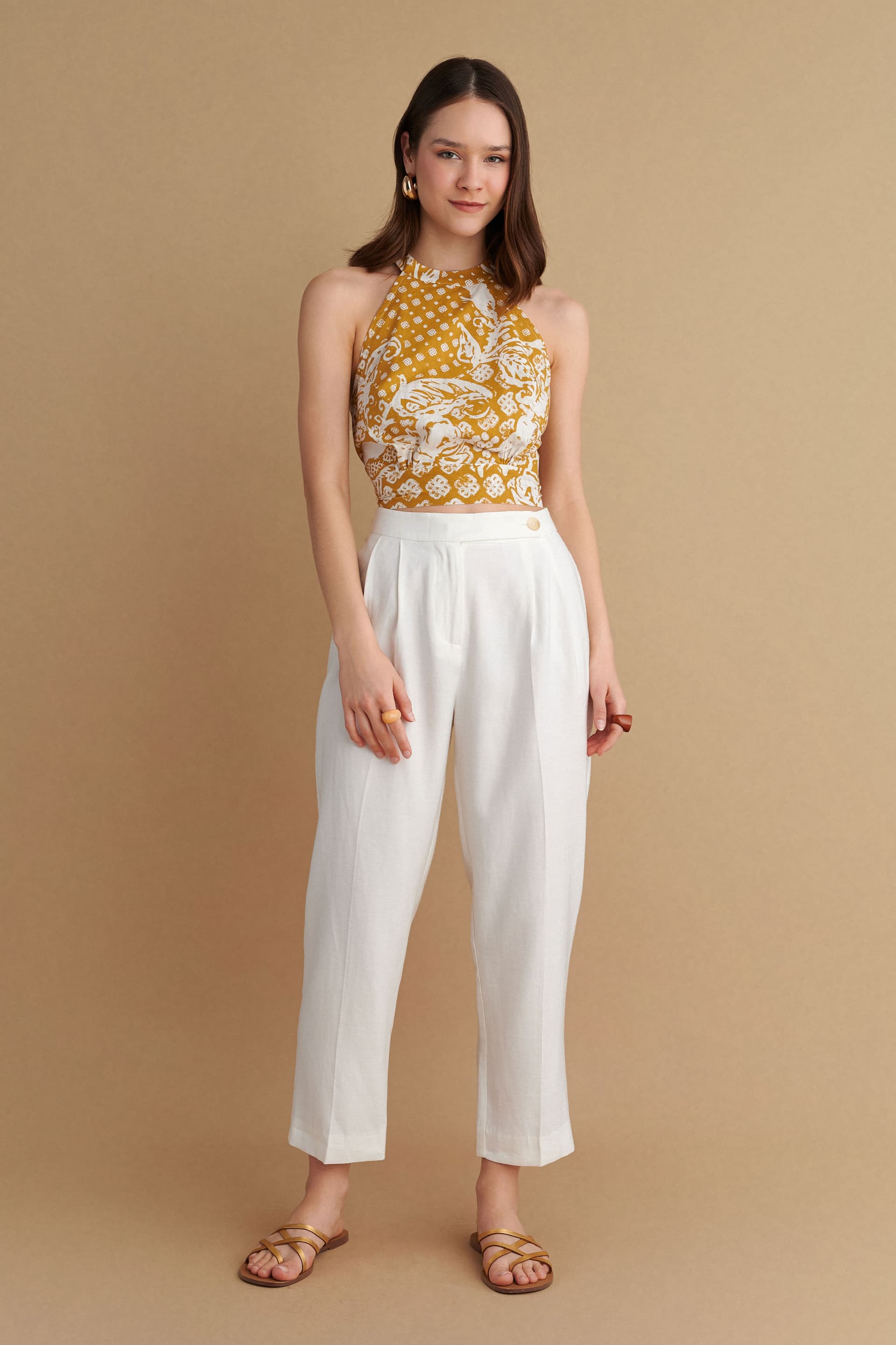 Παντελόνι με πιέτες - Λευκό