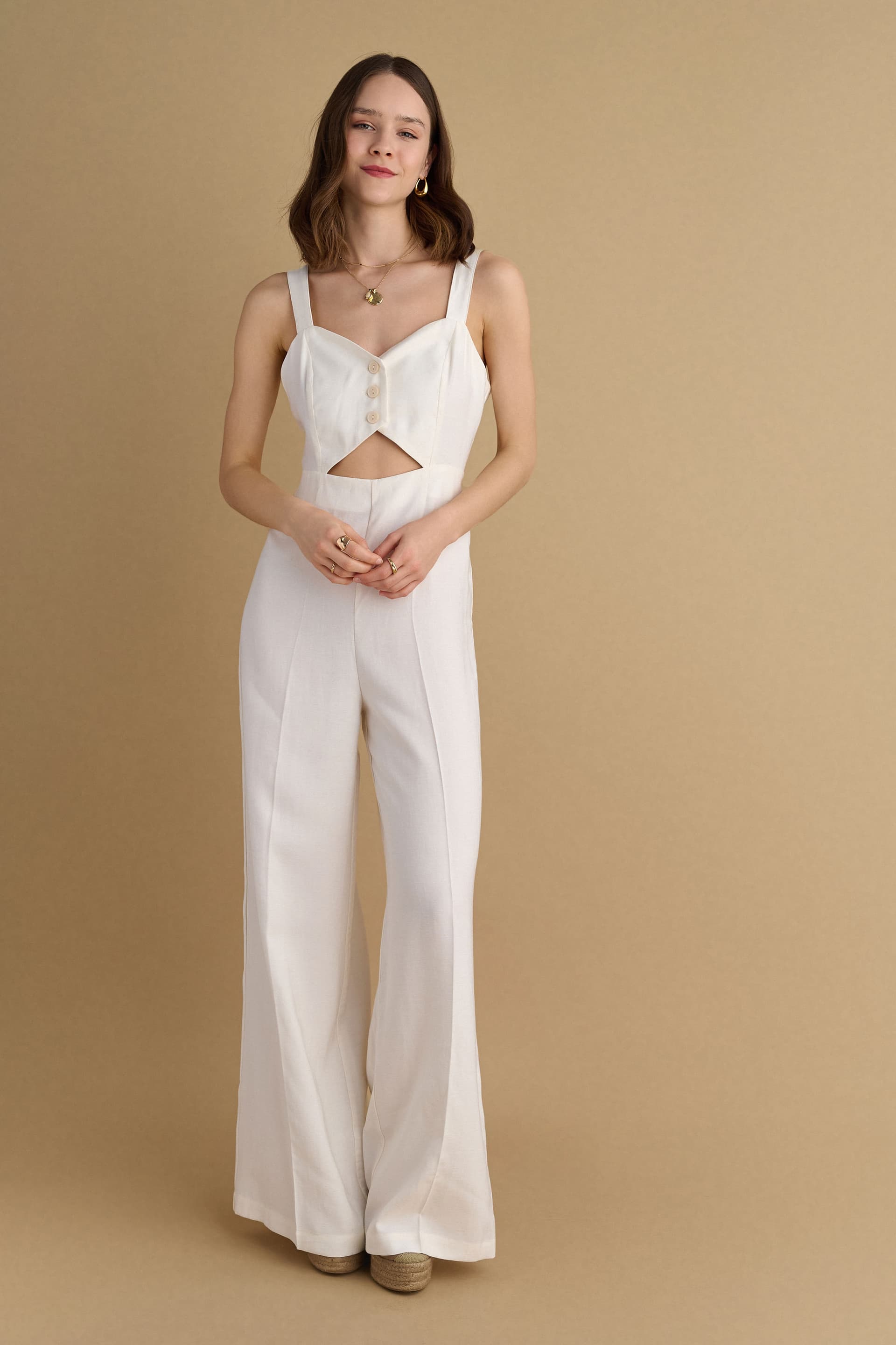 Ολόσωμη φόρμα με cut-out - Λευκό