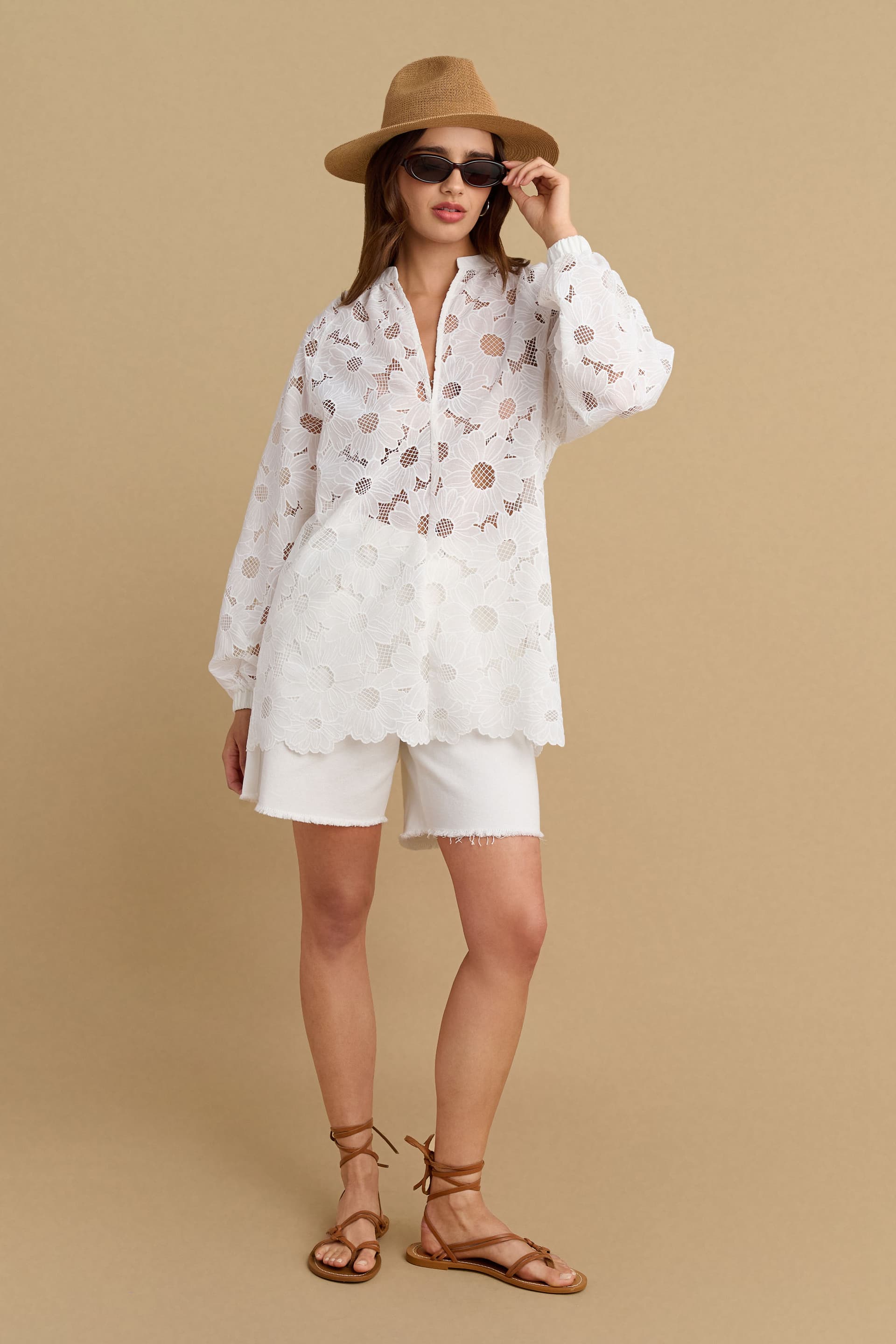 Τουνίκ δαντέλα - Λευκό