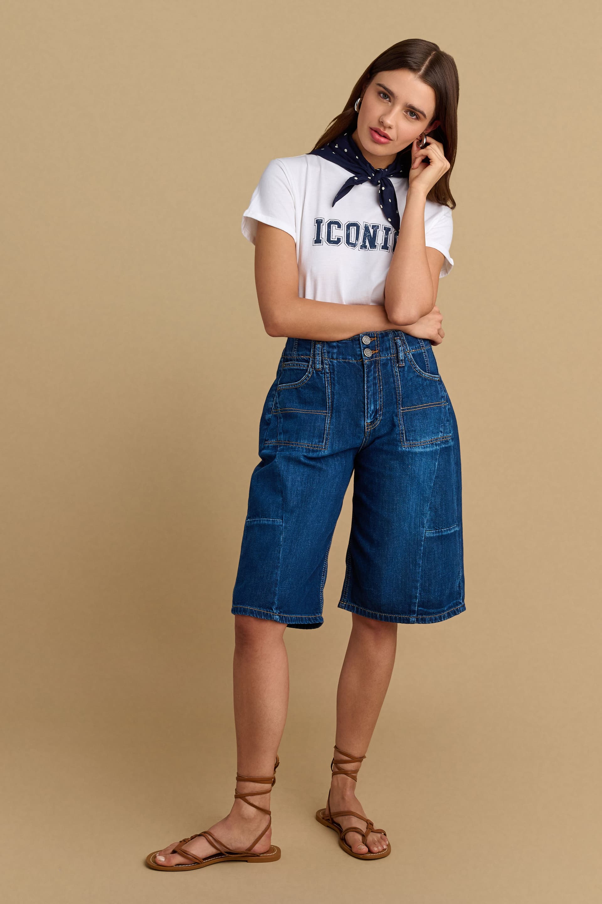 Τζιν βερμούδα μέχρι το γόνατο - Μπλε