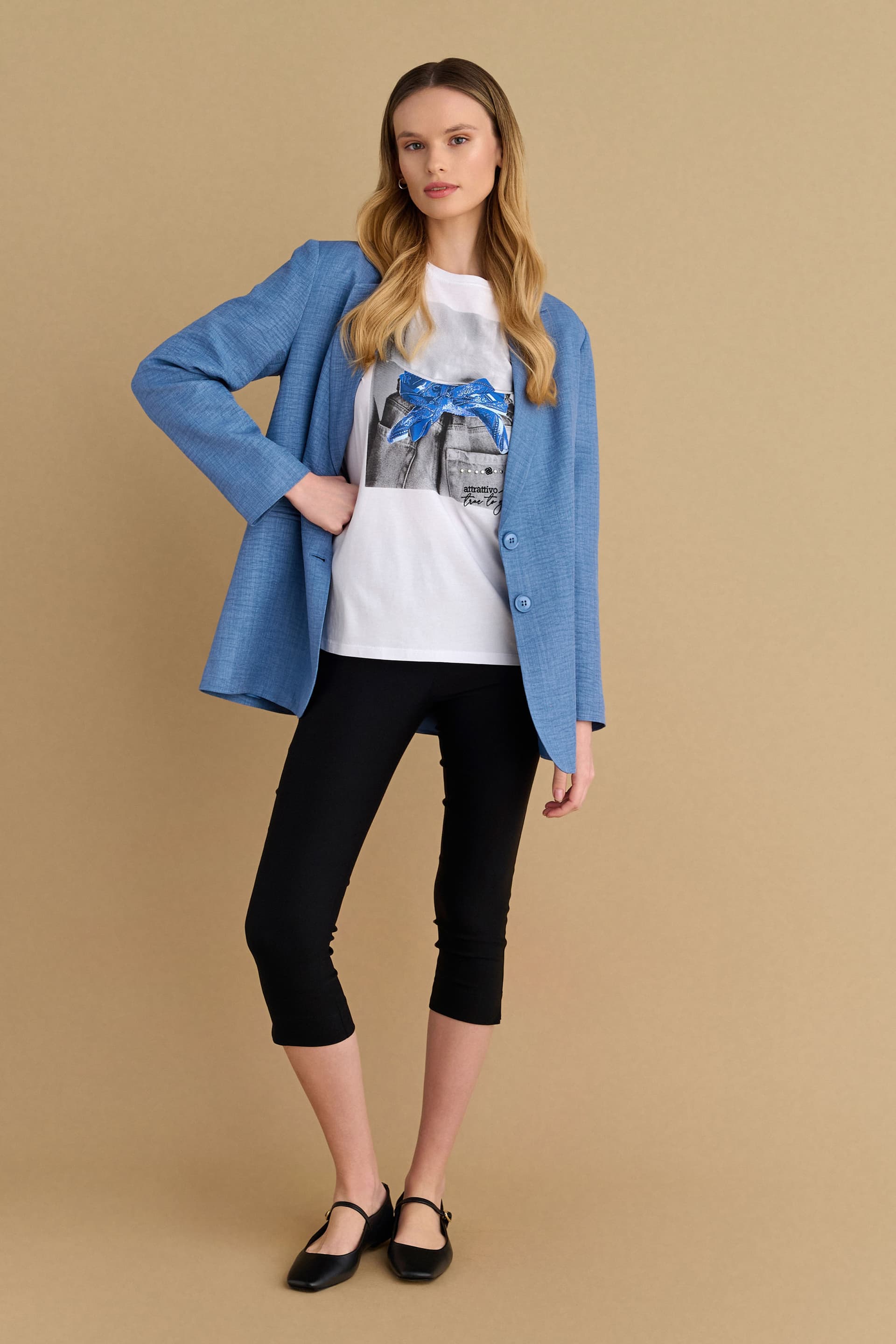 T-shirt oversized με στάμπα - Λευκό