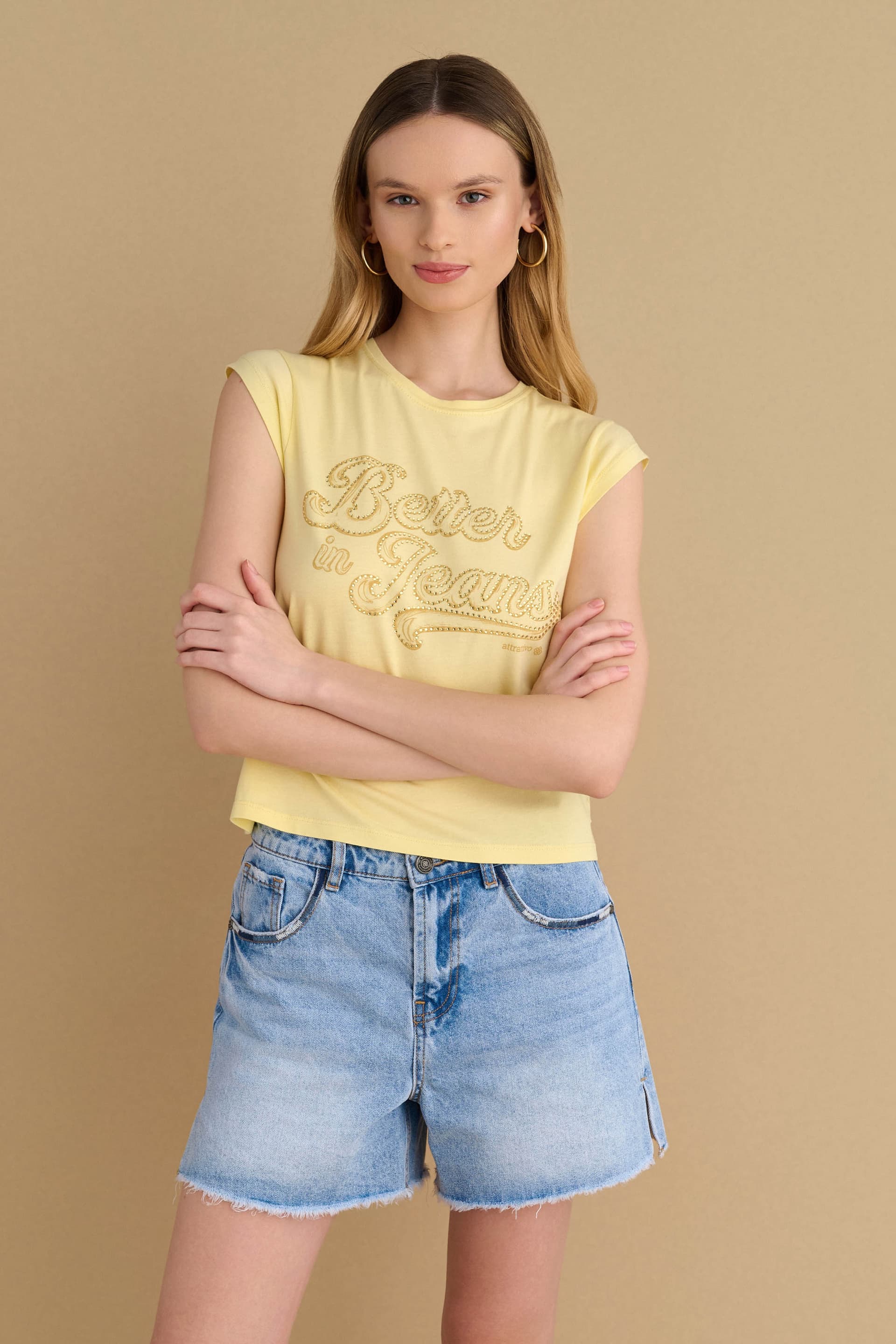 T-shirt με στάμπα - YELLOW