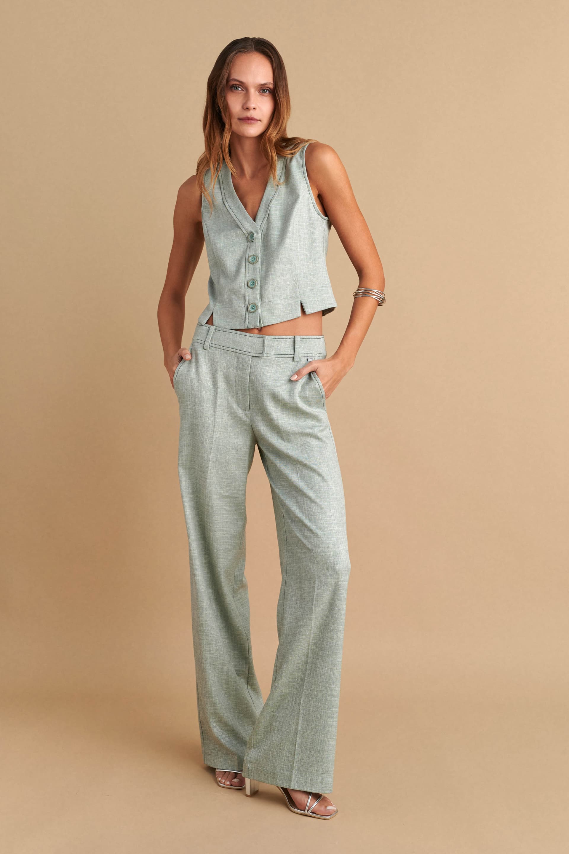 Παντελόνι σε ίσια γραμμή - Ανοιχτό Χακί