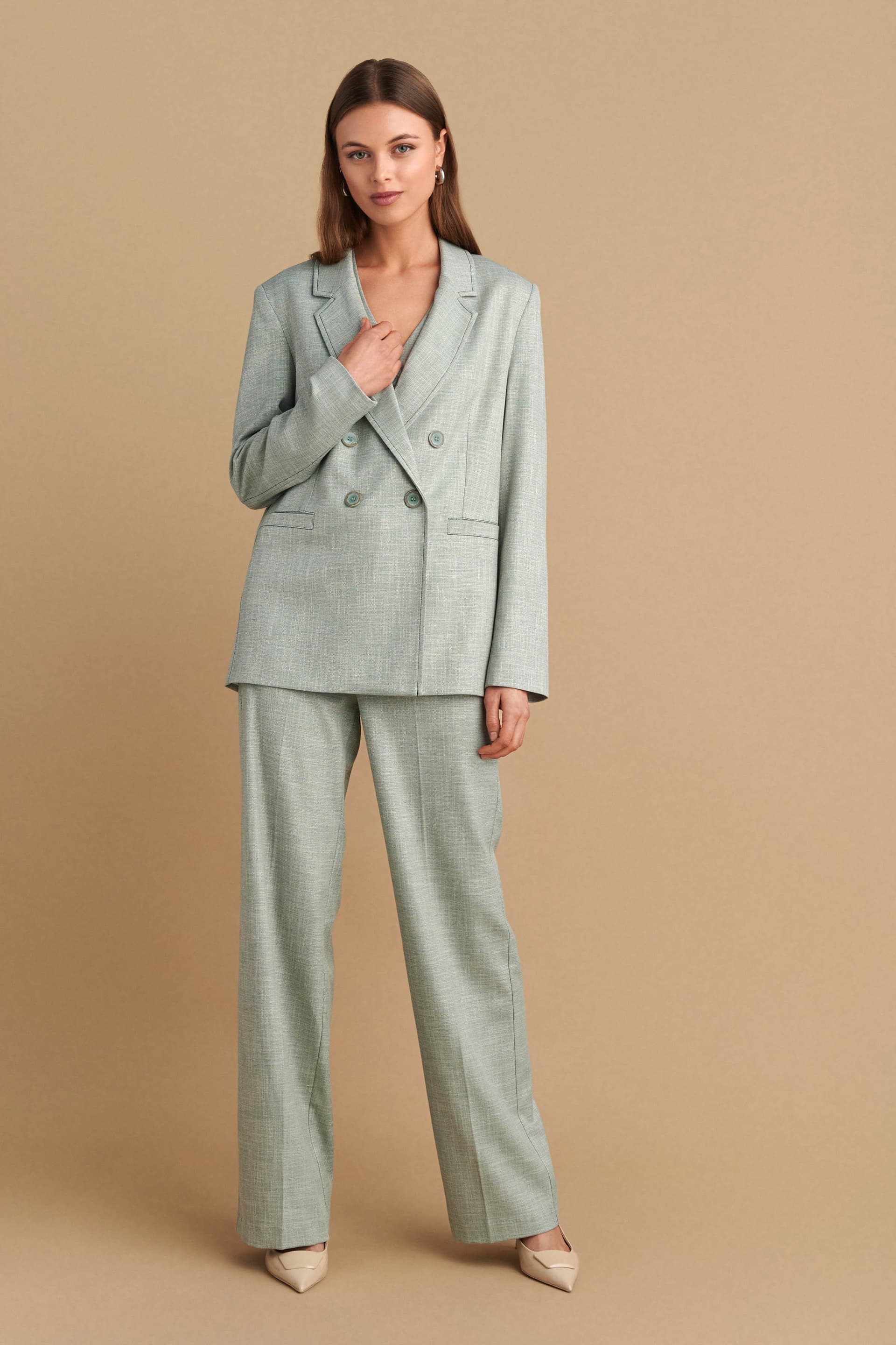 Σακάκι με διπλή σειρά κουμπιών - Ανοιχτό Χακί